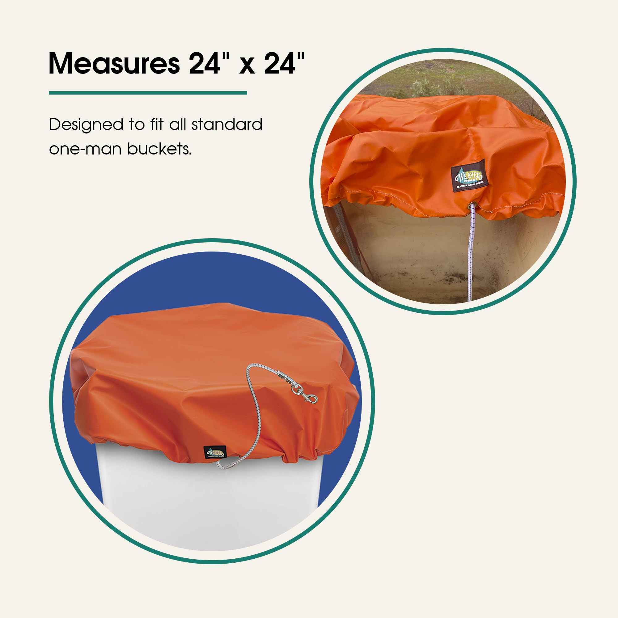 Weaver Arborist Vinyl Bucket Cover with Bungee Strap, Fits Standard One or Two Man Buckets, Debris Protection Cover, Bucket Truck Accessories, 18oz