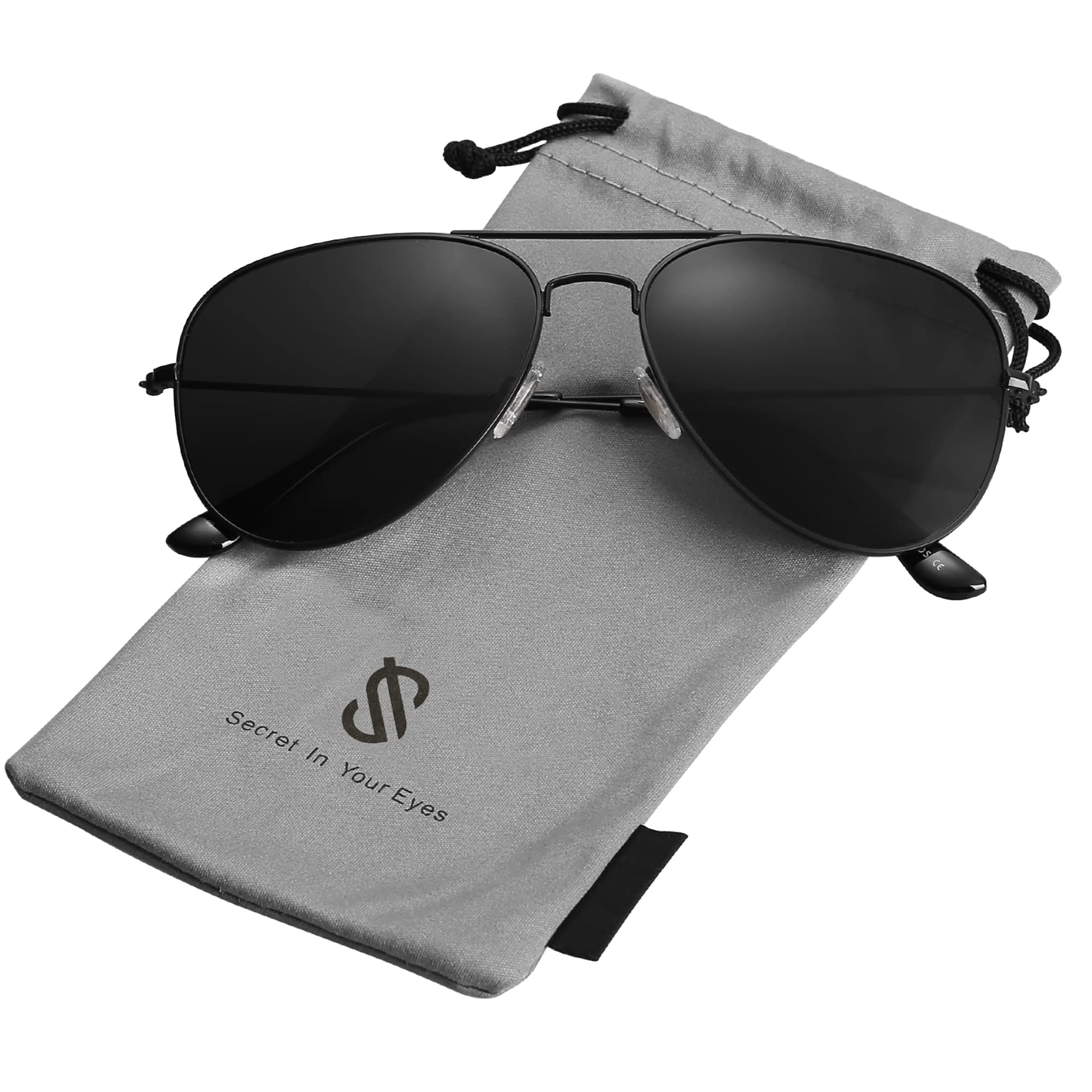 SOJOS Classic Aviator Polarized Sunglasses for Men Women Vintage Retro Style,Black/Grey