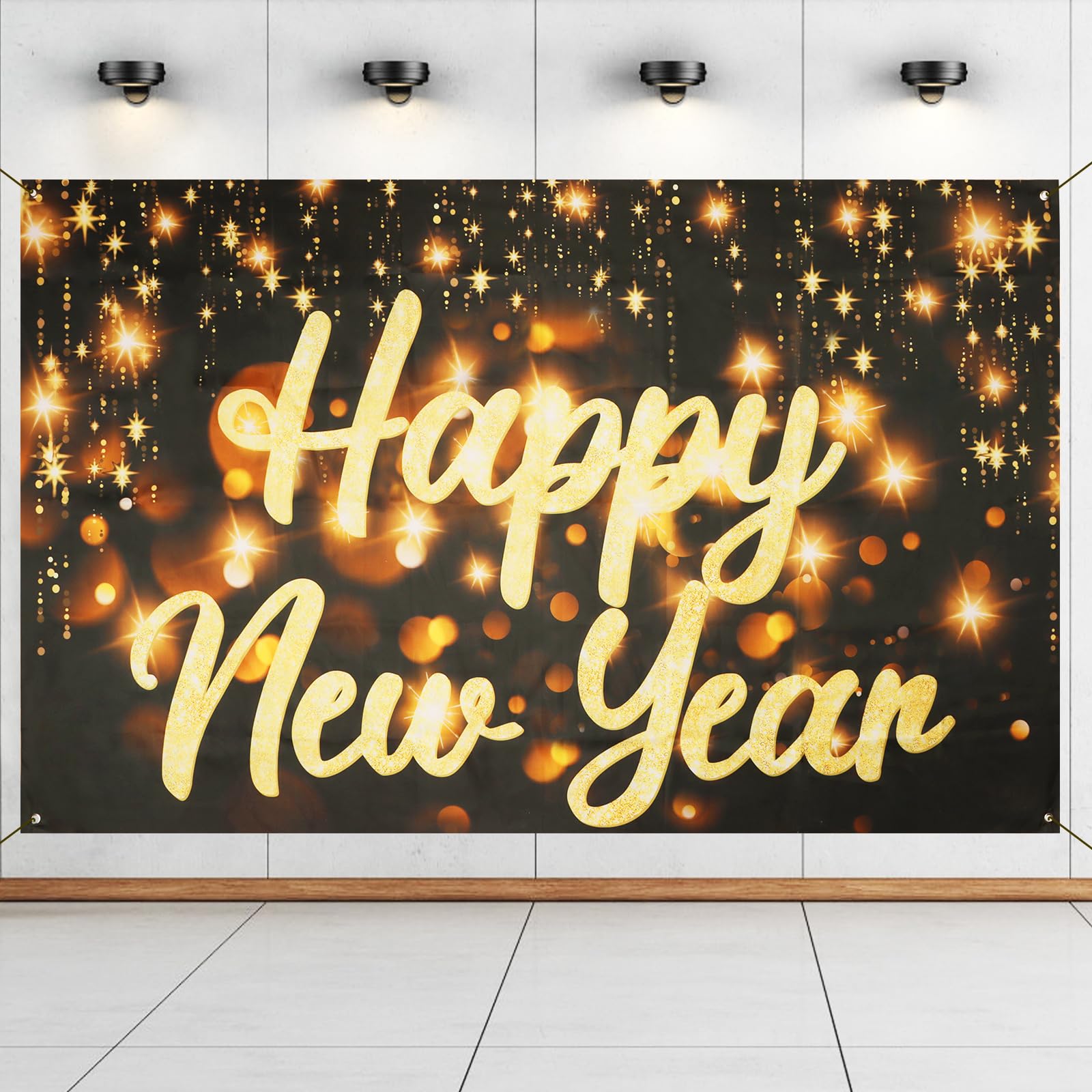 MiniRed New Year Banner, Happy New Year Backdrop Fabric Banner, XtraLarge 72 * 44 Inch New Year Party Decorations Supplies 2025