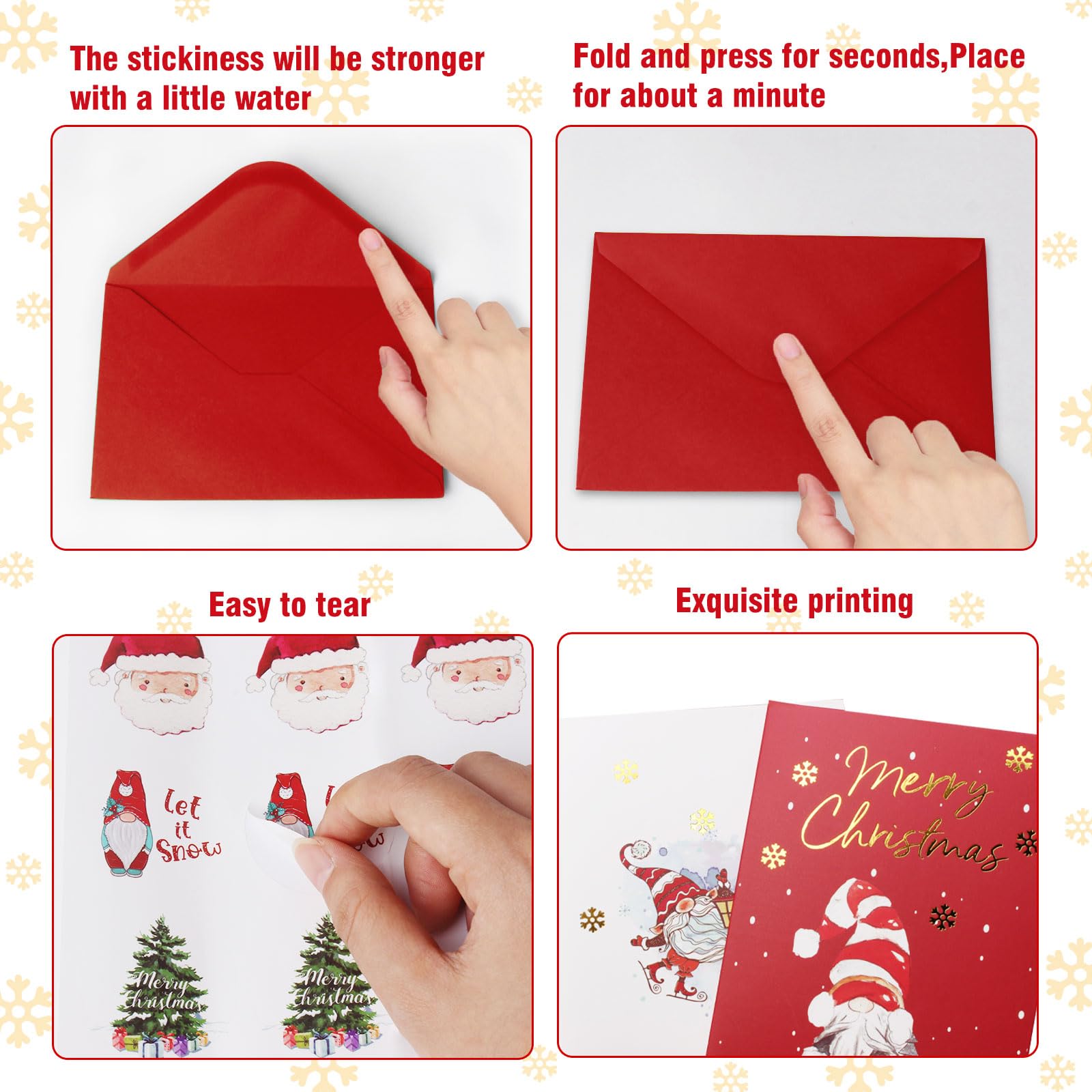 RINOLY Set of 24 Gnome Christmas Cards Boxed with Envelopes and Stickers,Gold Foil Christmas Gnome Cards,6 Assorted Designs Holiday Cards,Bulk Christmas Greeting Cards- 4x6 inch