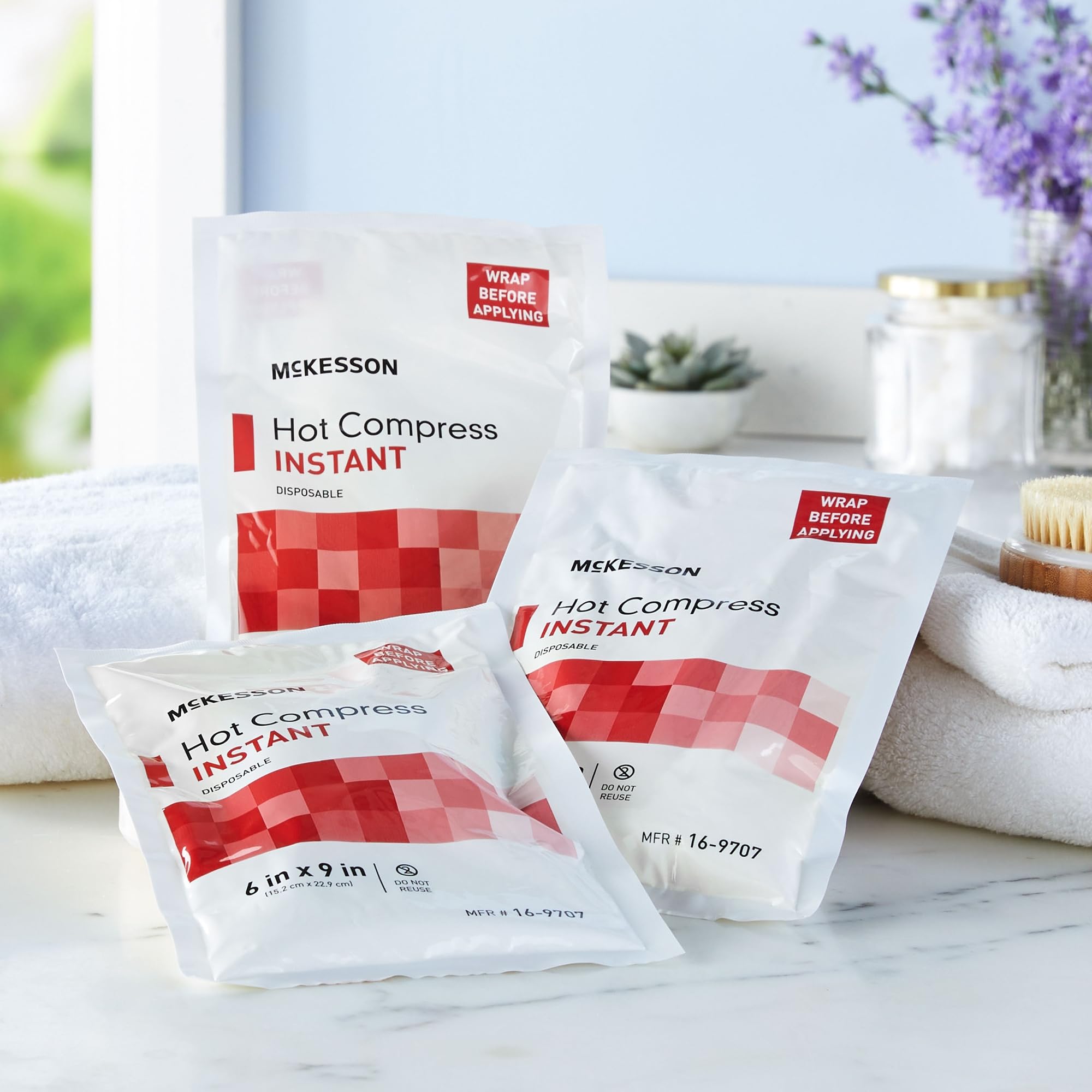 McKesson Hot Compress Instant Hot Pack [24 Pack] Disposable, Heat Packs for Pain Relief, 6 in x 9 in