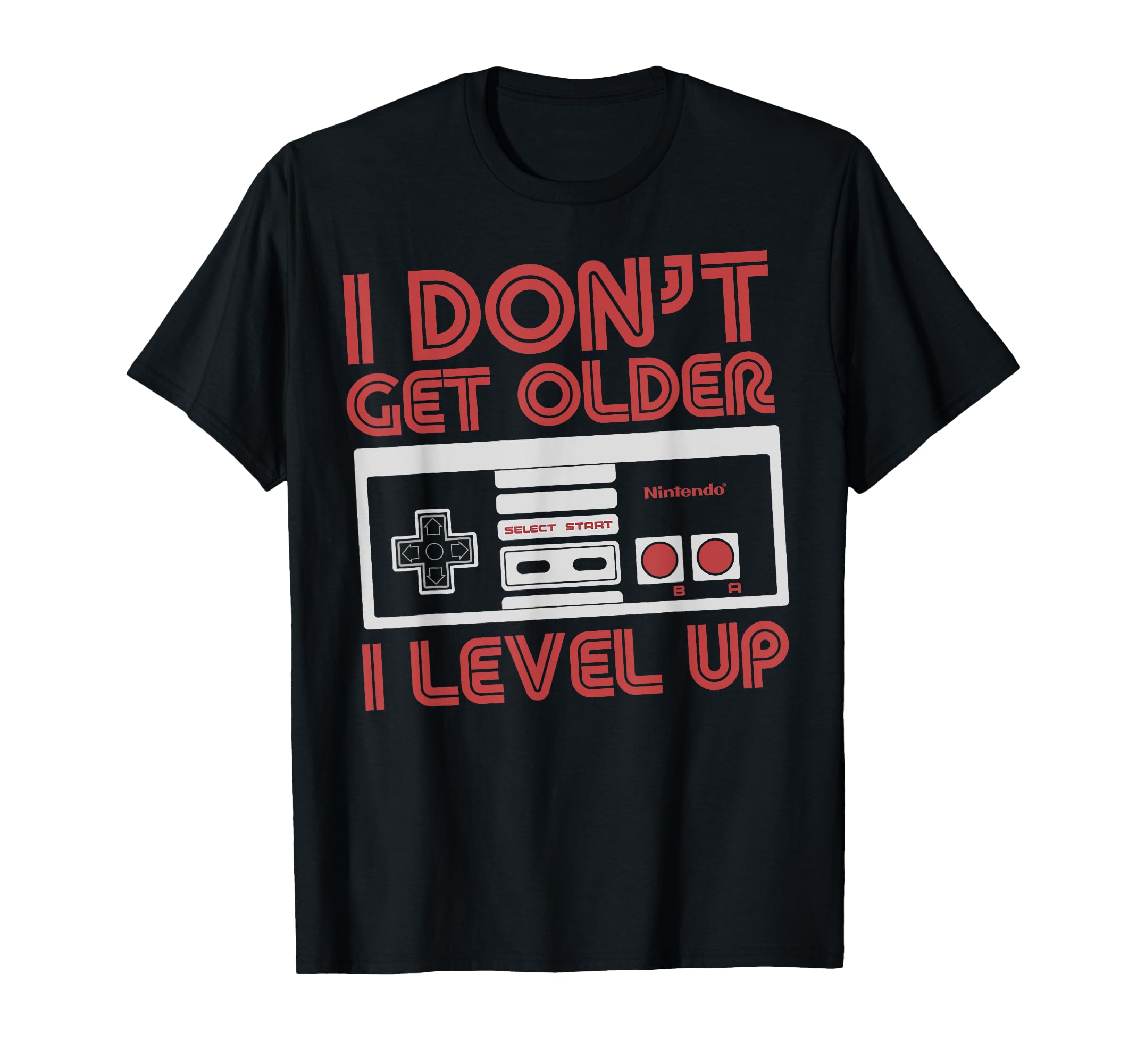 Nintendo Level Up SNES Controller Classic Fit T-Shirt - Black, Adult, Round Neck