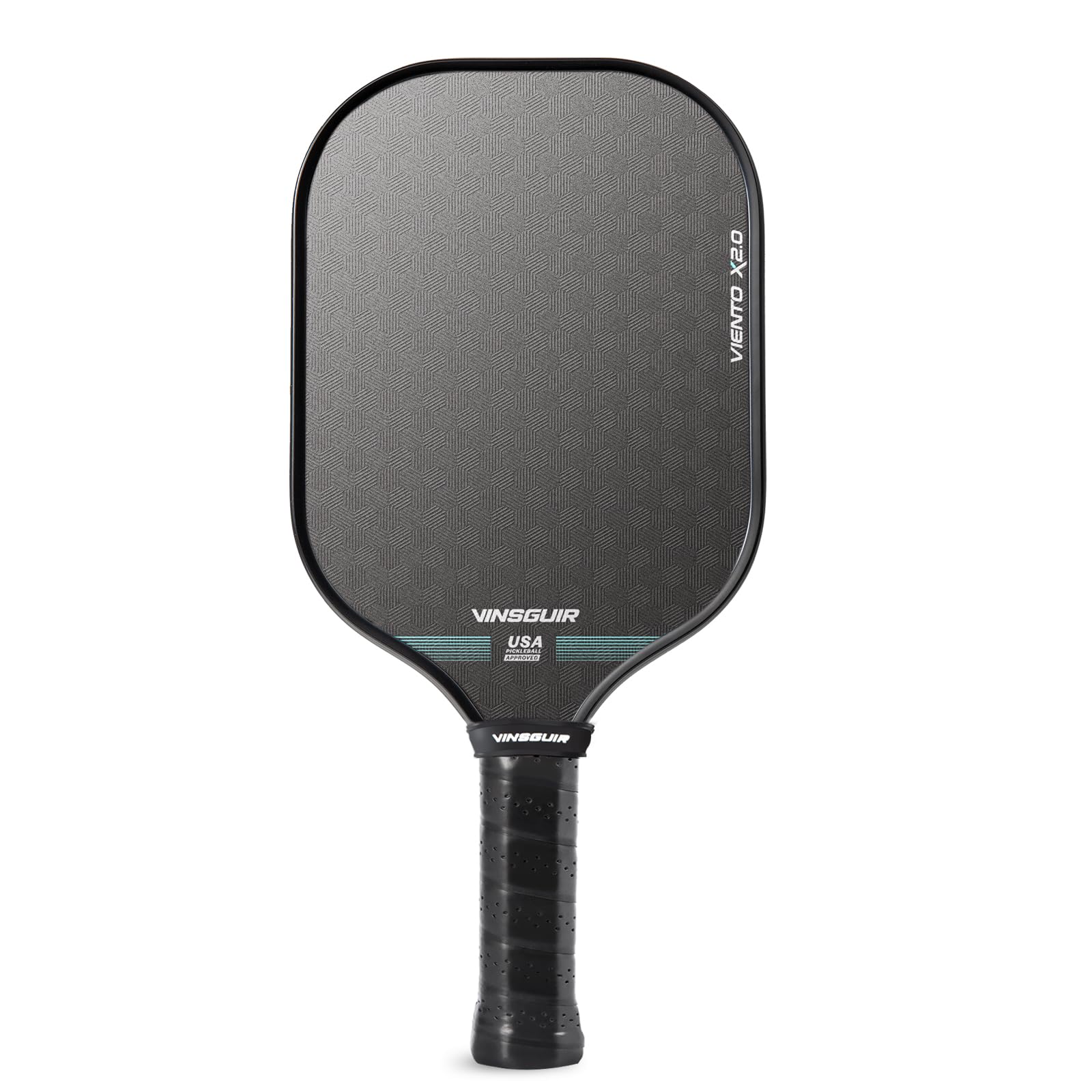 VINSGUIR Pickleball Paddle, 16MM Carbon Fiber Pickleball Paddle with Longer Handle, Elongated Paddle with Grit Face/Raw Carbon Fiber Surface/Thermoformed, Spin & Control Paddles for Advancer