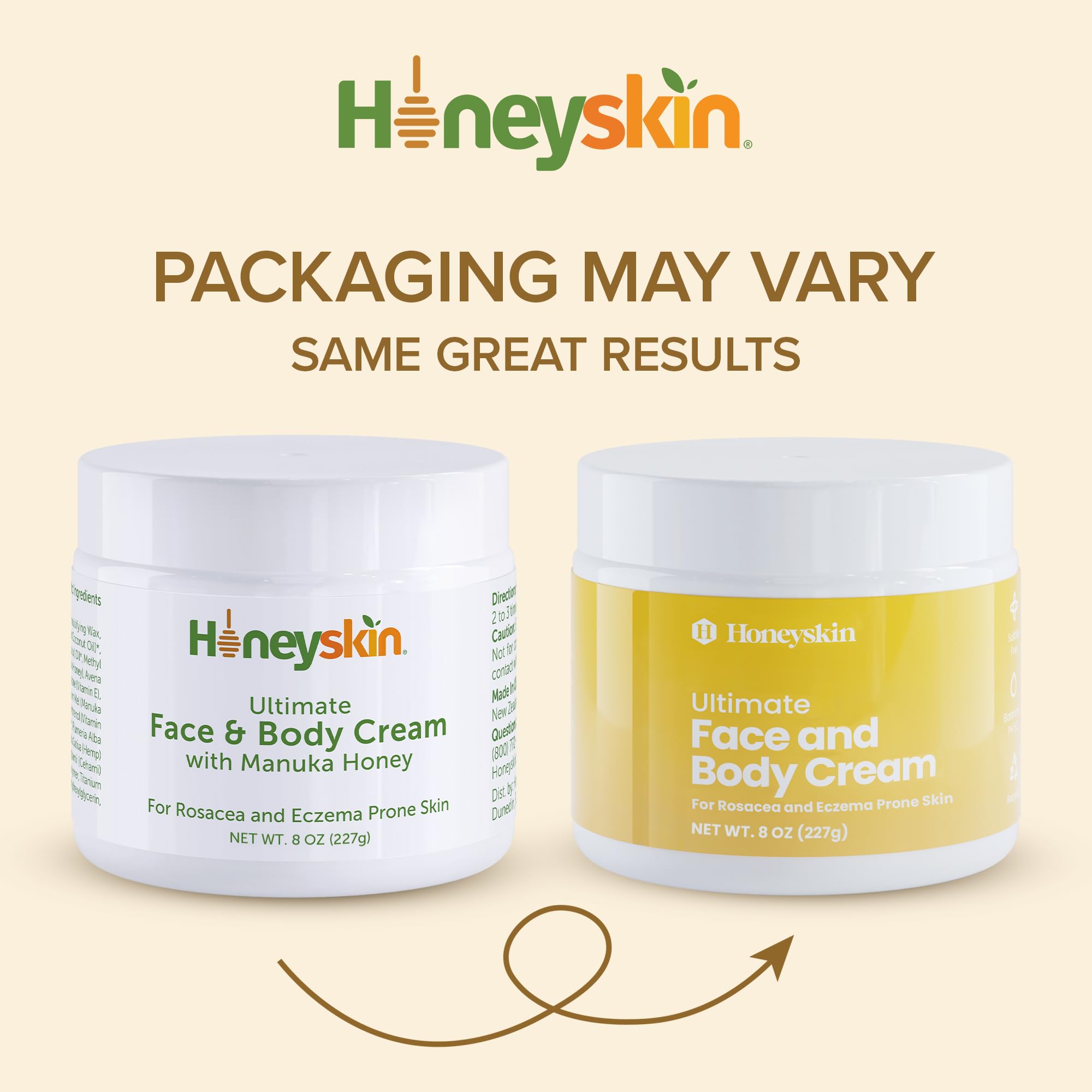 Hydrating Face Moisturizer & Body Cream with Manuka Honey Cream & Coconut Body Oil - Organic Face Moisturizer and Body Lotion for Extremely Dry Skin - For Dry Itchy Skin & Rosacea Treatment (8oz)