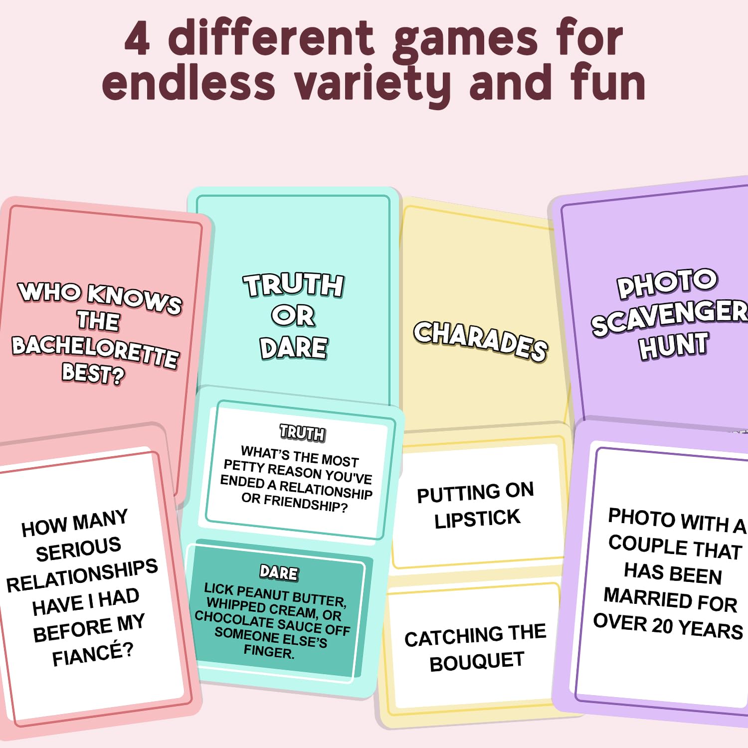 The Greatest Bachelorette Party Game Bundle - 4 Games in 1, Perfect for a Bachelorette Party, Girls Night or Bridal Shower