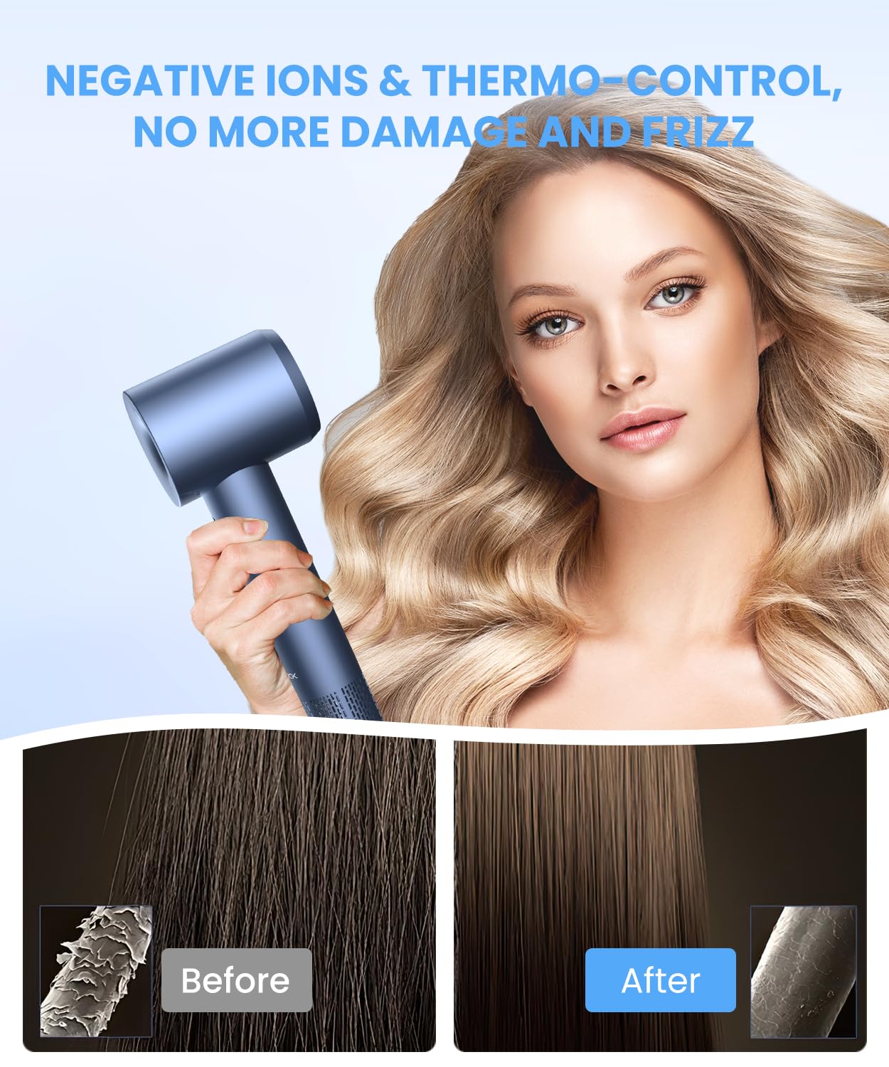 LAMPICK Travel Makeup Mirror with Lights Bundle High-Speed Hairdryer