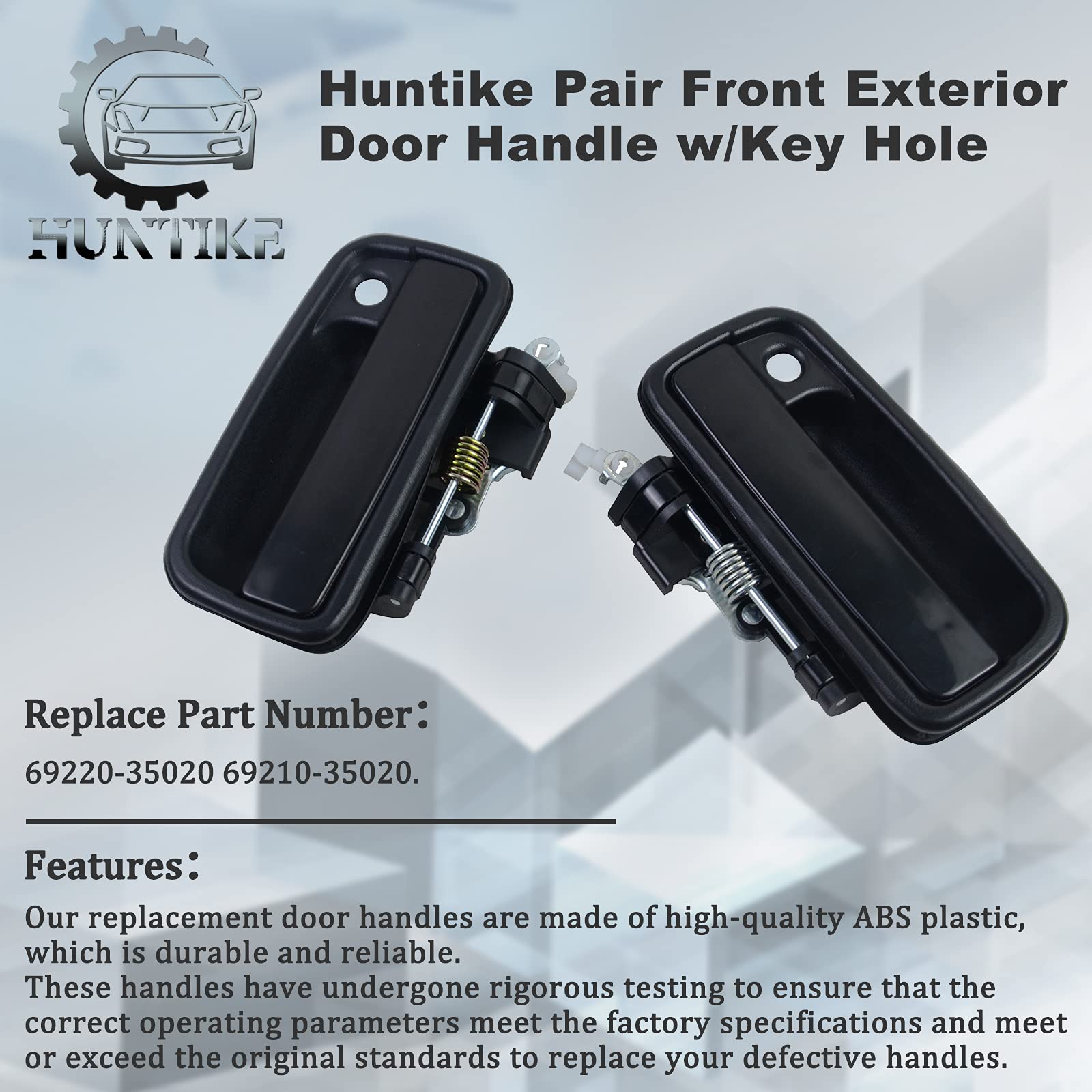 Huntike Pair Front Exterior Door Handle w/Key Hole Left & Right | Compatible with 1995-2004 Toyota Tacoma 2.4L 2.7L 3.4L Part# 69220-35020 69210-35020