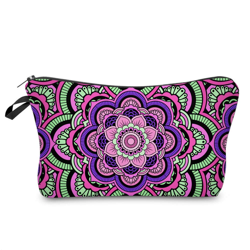 Deanfun Cosmetic Bag for Women, Mandala Flowers Waterproof Makeup Bags Roomy Toiletry Pouch Travel Accessories Gifts (51466)