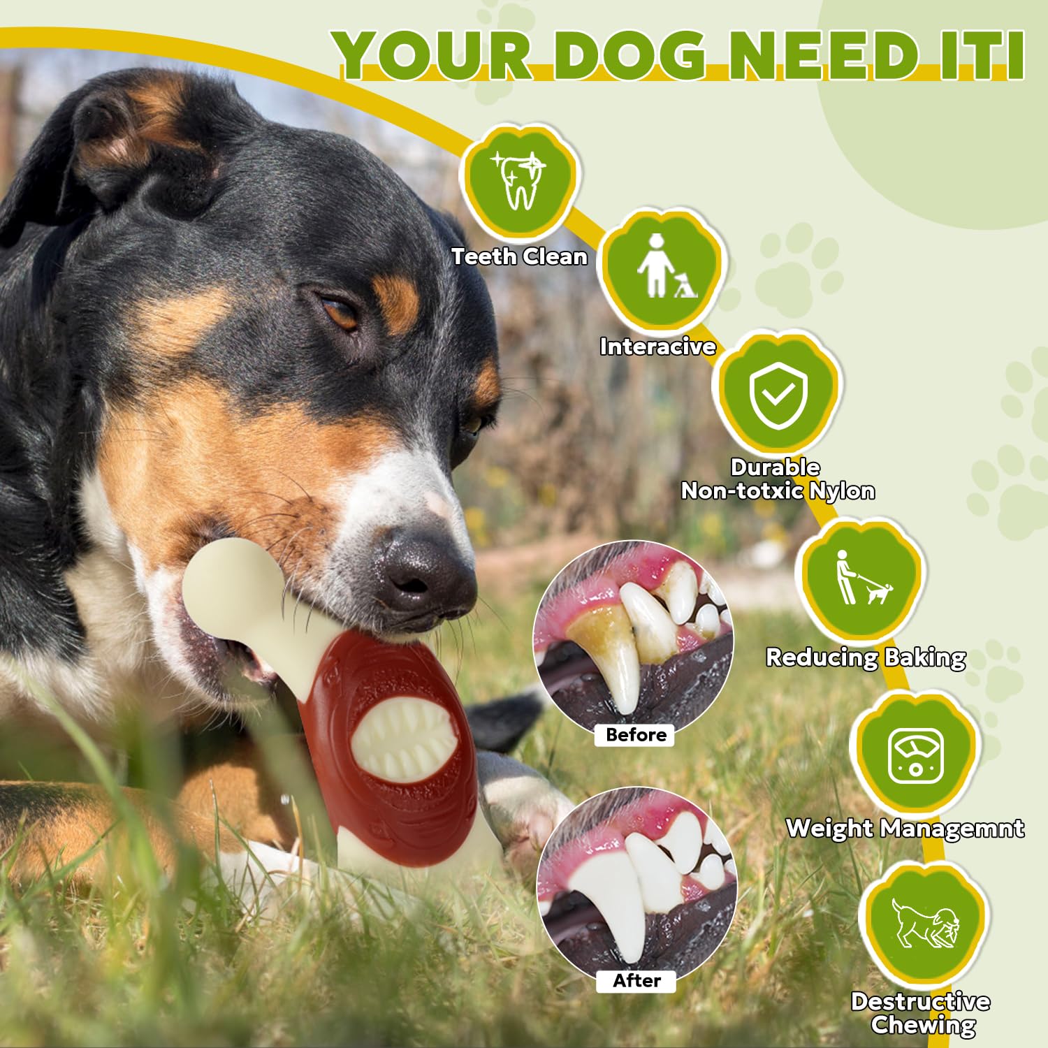 FRLEDM Dog Toys for Aggressive Chewers Indestructible Dog Toys Real Bacon/Beef Flavored Nylon Durable Dog Teething Chew Toys Bones for Large/Medium/Small Puppies