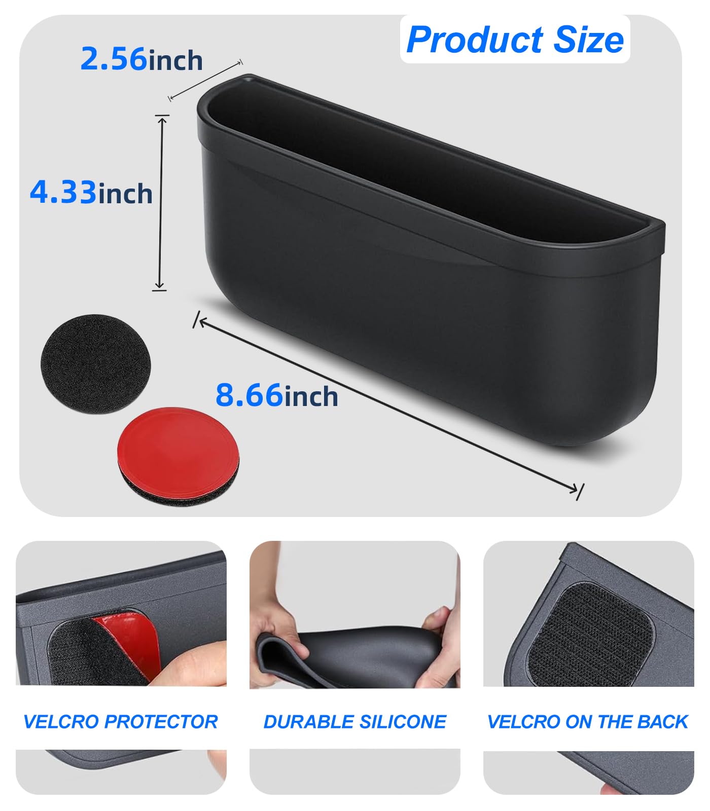 WinDu 2PCS Center Console Organizer for Tesla Model 3 Model Y, Detachable Silicone Storage Box Model 3 Model Y Accessories for Flocking Interior Sunglasses Phone Coin Trash Debris Organizer