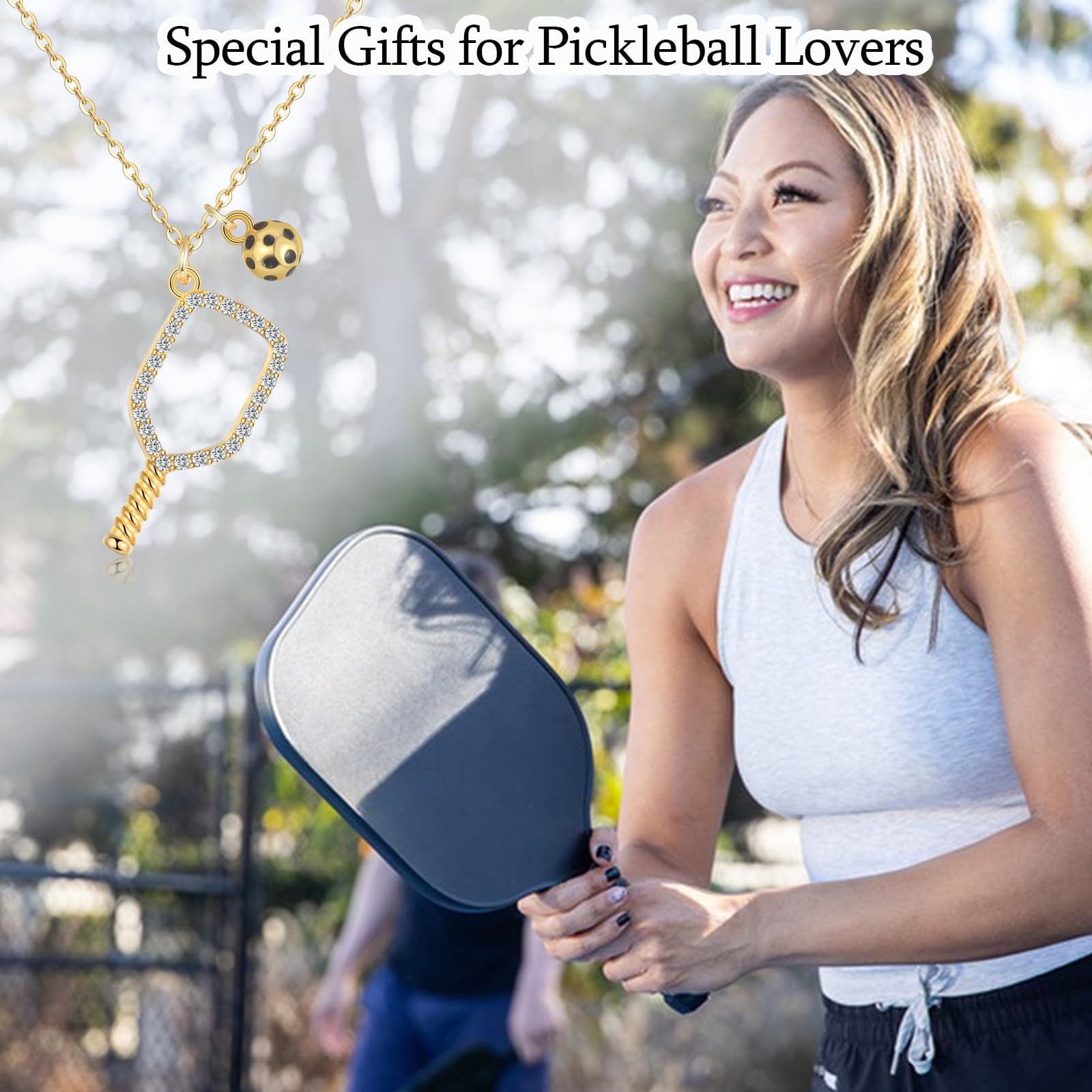 ACOGVN Pickleball Gifts for Women Pickleball Lovers Team, Gold Pickleball Necklace Jewelry for Women