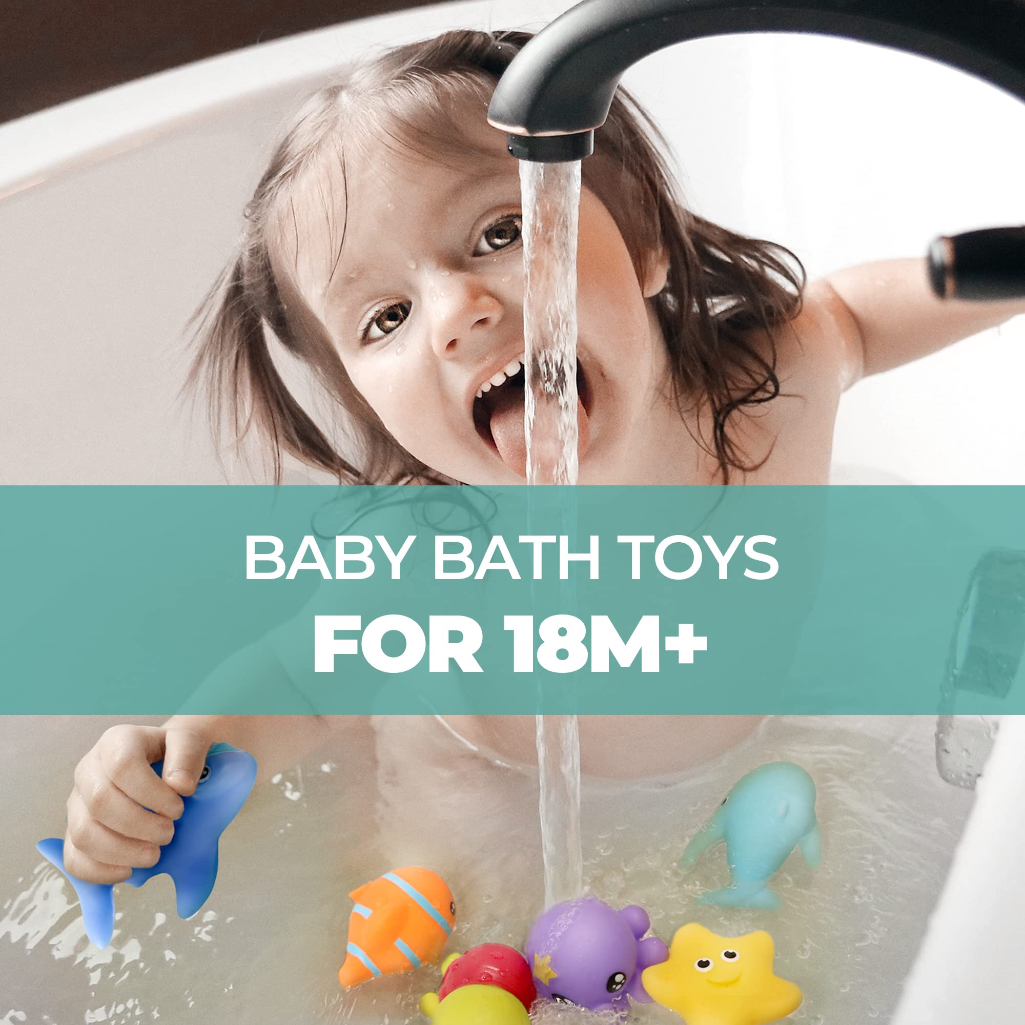 Hely Cancy Infant Bath Toys for 18 Months - No Hole Animal Bathtub Toys, Baby Bath Tub Toys