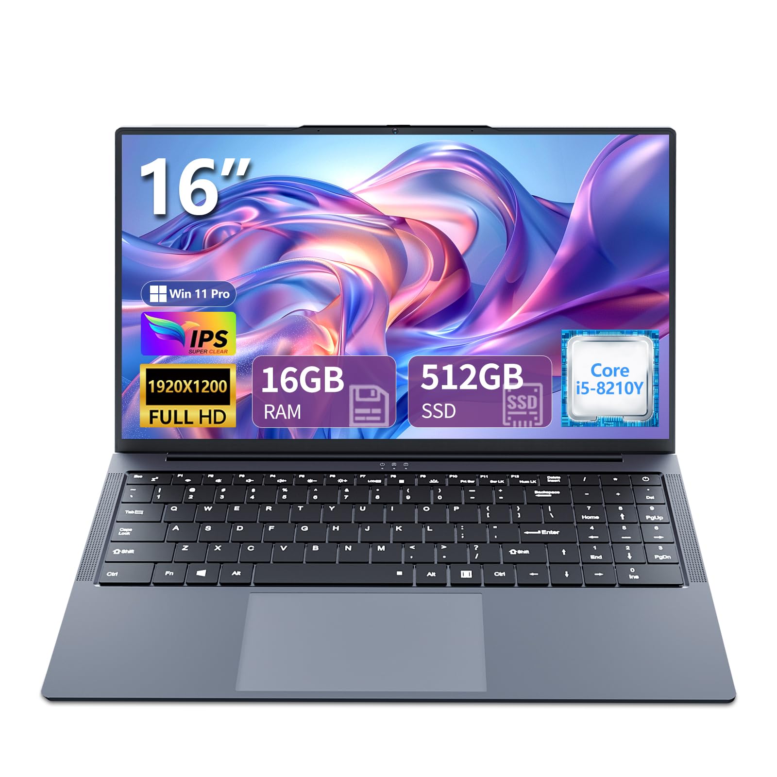 Gaming Laptop i5, 16 inch Laptop Computer Up to 3.60GHz, 2026 Laptop Computers with 16GB RAM 512GB SSD, FHD 1920x1200, 180° Angle Open, Backlit Keyboard, HDMI, Lap top for Student Business Work