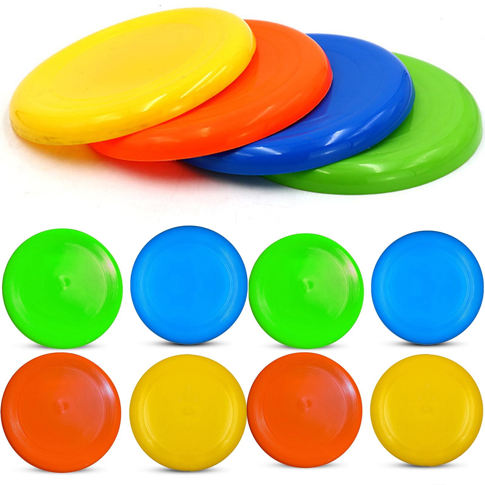 Anzmtosn 8 Inch Sport Flying Disc, Beach Sand Sport Ring Toys, Large Beach Flying Ring Toy Sets Kit for Pool Playground Toy Gift Set Bundle for Kids Boys Girls Outdoor Garden Backyard Pack- 8 Pack