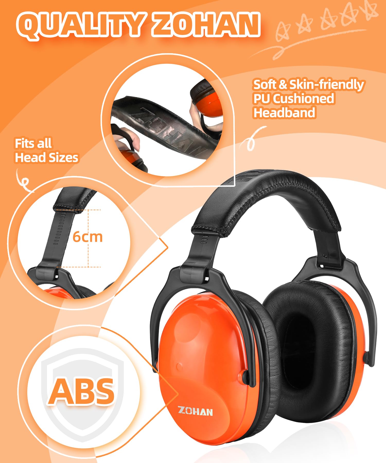 ZOHAN 030 Kids Ear Protection for Noise 2 Pack, Kids Noise Cancelling Headphones for Autism,Teen, NO Metal, 26dB (Blue+Orange)