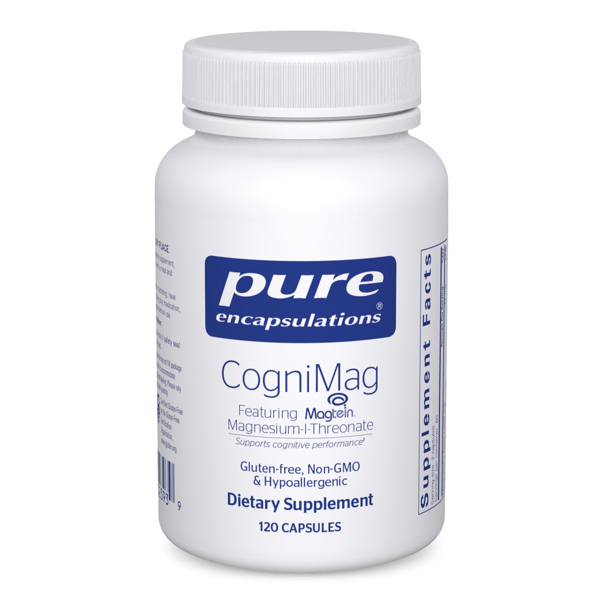 Pure Encapsulations CogniMag 120's - Magnesium-L-Threonate Supplement - Supports Brain Health & Memory* - Includes Magtein & Polyphenol Blend - 120 Capsules