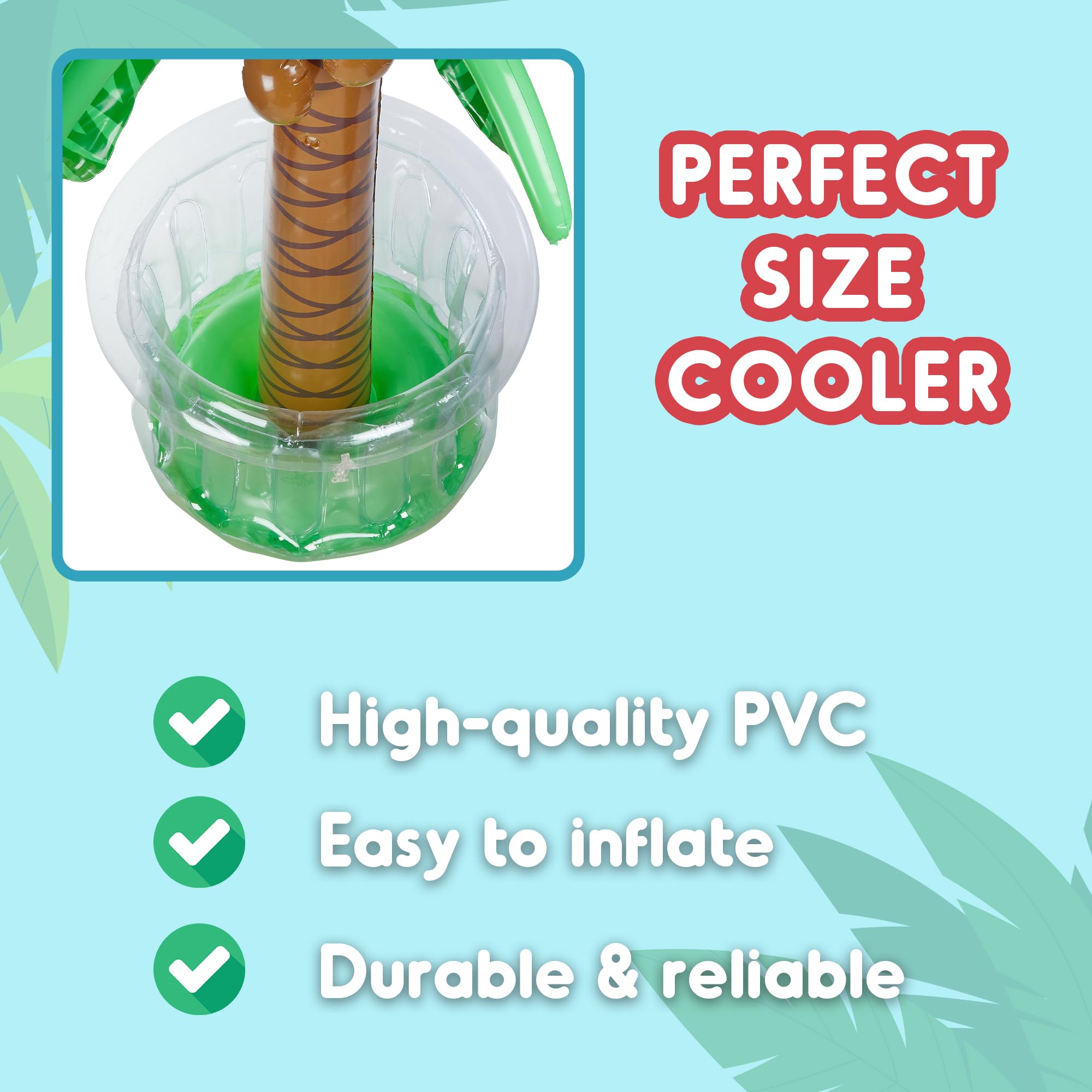 Playbees Inflatable Palm Tree Cooler 60" - Blow Up Palm Tree Party Cooler, Luau Hawaiian Tropical Beach Theme, Summer Swimming Pool Party Decorations - Outdoor Party Supplies - Kids Adults Birthday