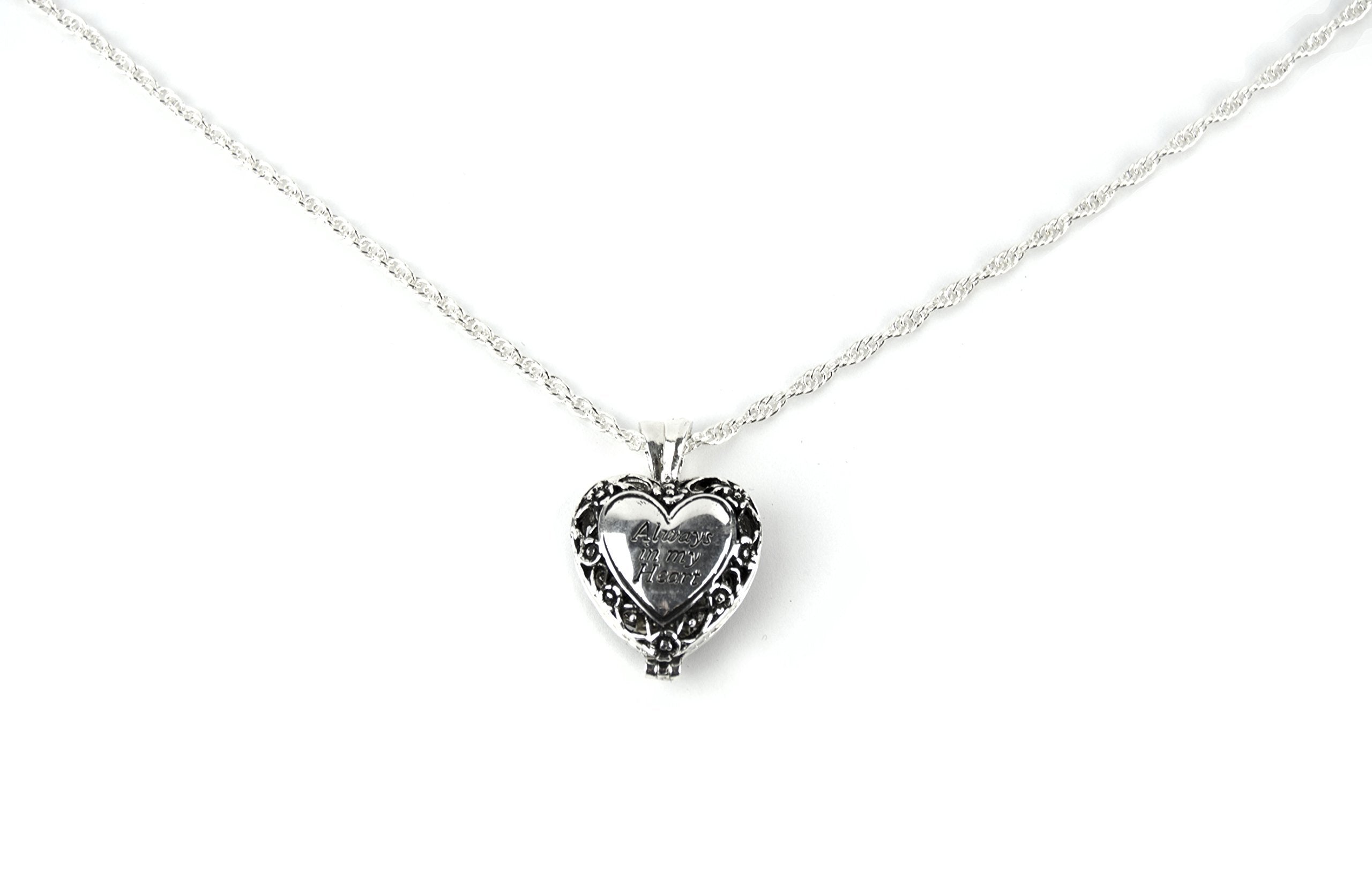 Always in My Heart Memorial Urn Locket-Filigree Pewter Tone,Silver