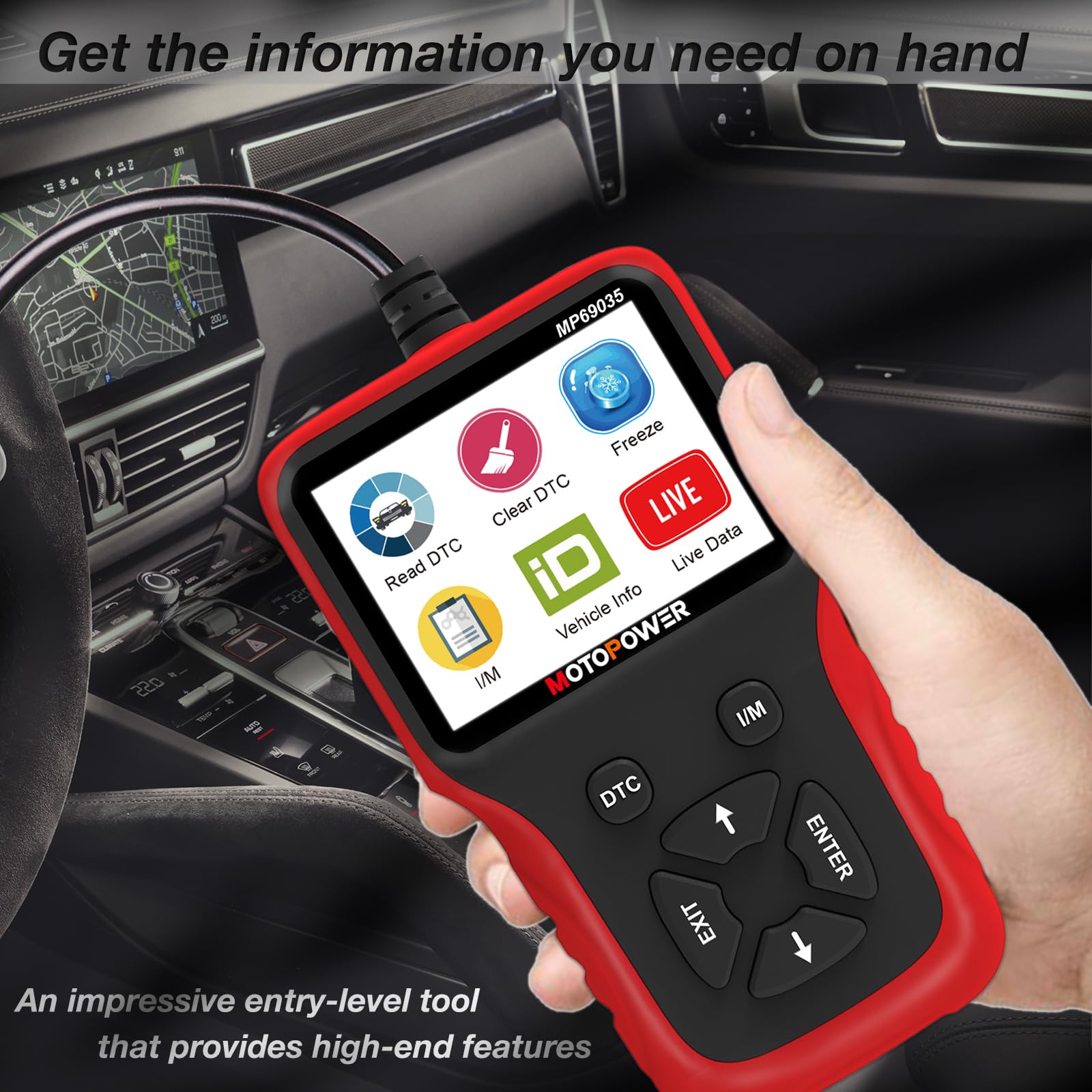 MOTOPOWER MP69035 OBD2 Scanner Universal Car Engine Fault Code Reader, CAN Diagnostic Scan Tool for All OBD II Protocol Cars