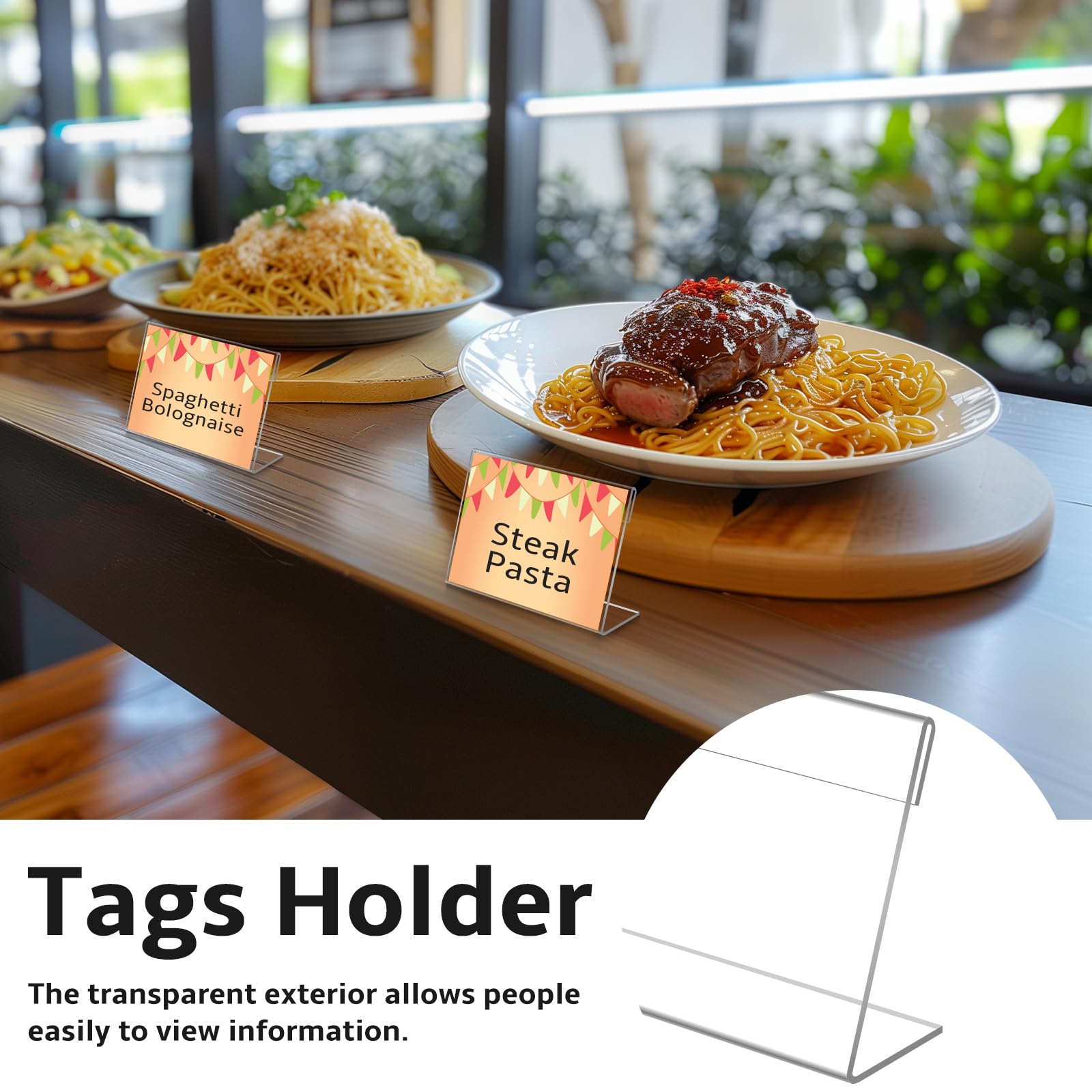 Daletu 20 PCS 3.5 x 2.5 inch Small Acrylic Sign Holder, Mini Clear Sign Display Holder for Retail, L-Shape Plastic Name Card Price Card Food Tag Label Counter Top Stand