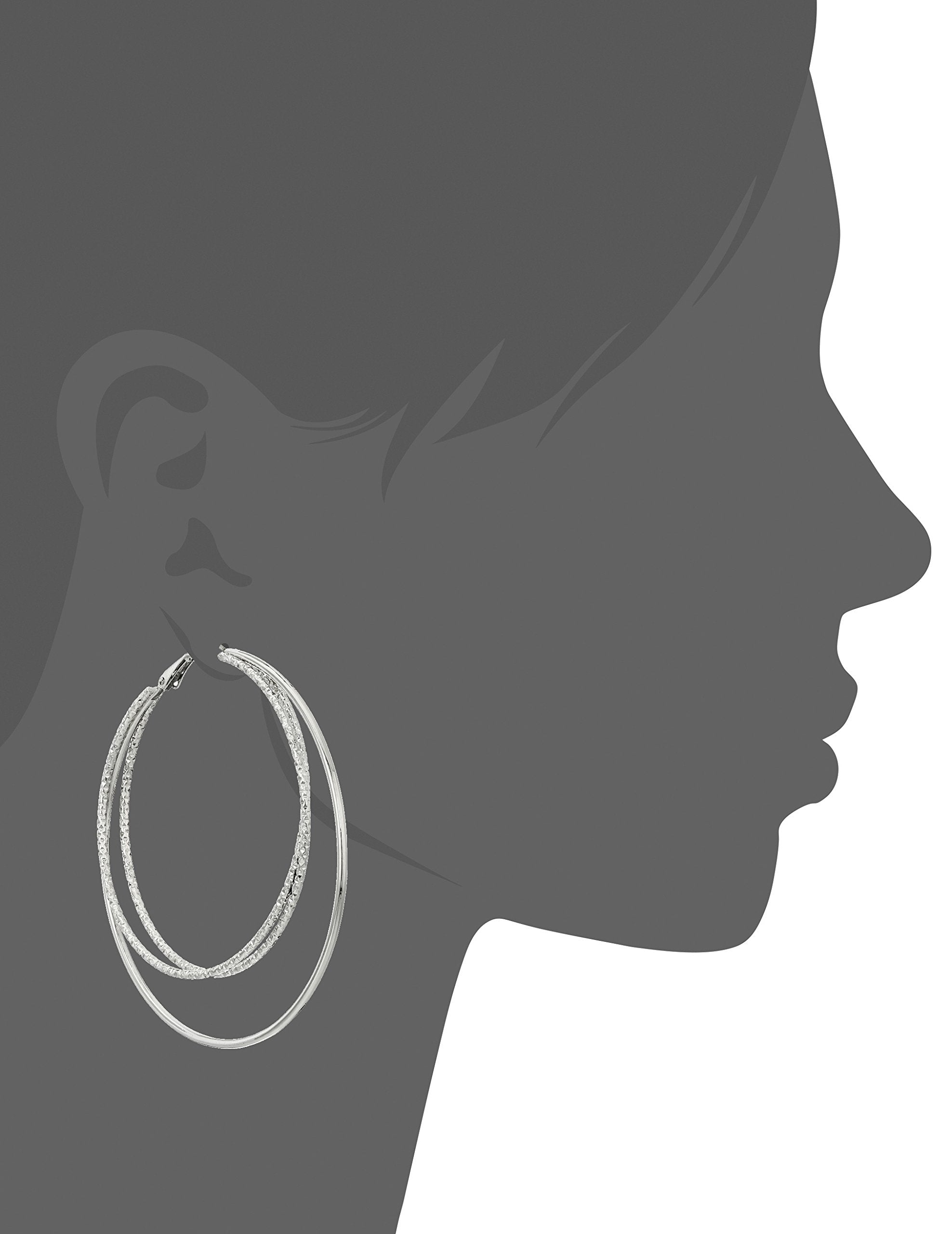 Guess Smooth and Textured Wire Silver Hoop Earrings