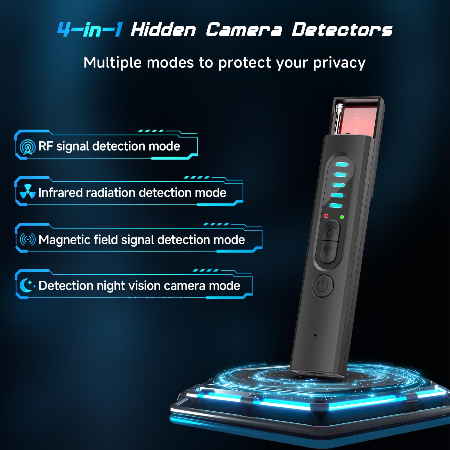 HOMHOW Hidden Camera Detectors,2024 Portable Anti Spy Detector,Camera Detector Spy Camera Finder,GPS Detector,Bug Detector,Camera Detector for Hotels,Home,Car,Office-6 Levels Sensitivity