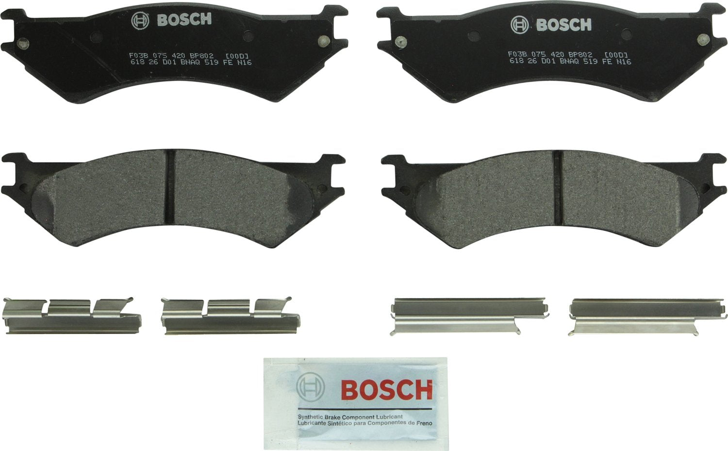 BOSCH BP802 QuietCast Premium Semi-Metallic Disc Brake Pad Set - Compatible With Select Ford E-250, E-250 Econoline, E-350 Club Wagon, E-350 Econoline/Club Wagon, E-350 Super Duty; REAR