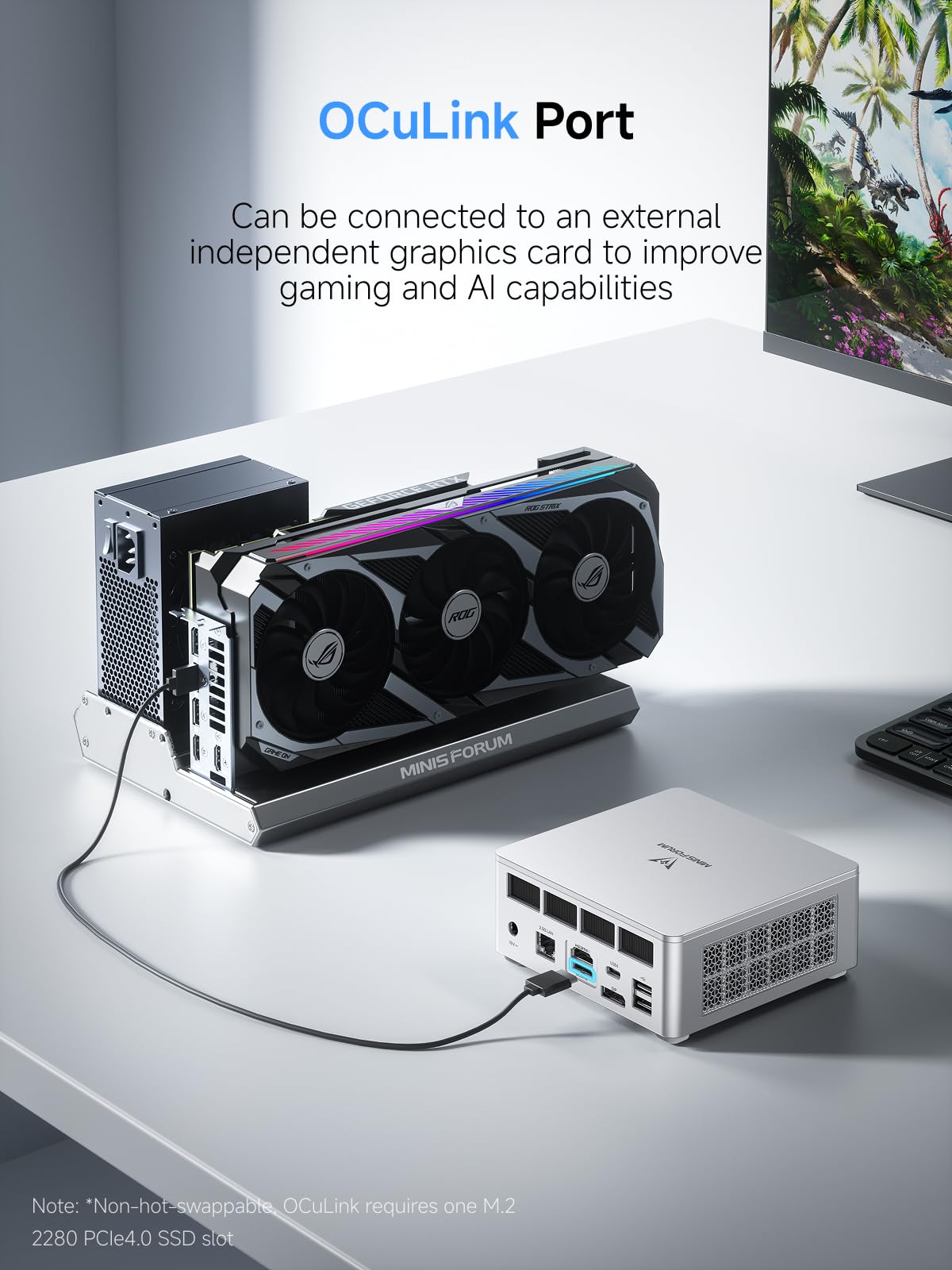 MINISFORUM UM880 Plus Mini PC AMD Ryzen 7 8845HS(8C/16T, up to 5.1GHz), 32GB DDR5 1TB PCIe4.0 SSD, HDMI+DP+USB4 Triple Outputs, OCuLink Port, 2.5G LAN, 5x USB Port, Radeon 780M Graphics Micro Computer