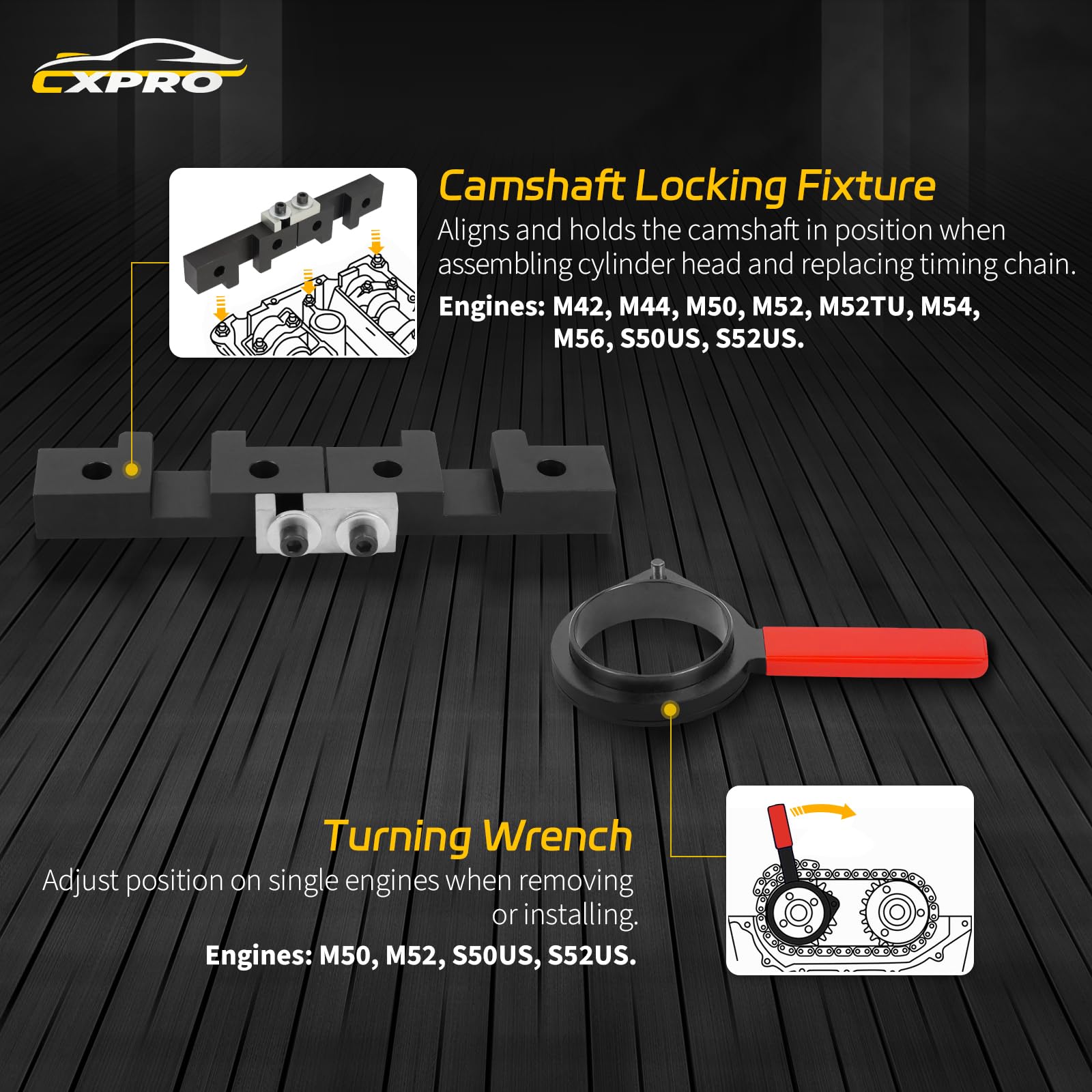 CXPRO Double Vanos Camshaft Alignment Timing Locking Tool Kit, Engine Timing Tool Set Compatible with BMW M52, M54, M56, M52TU