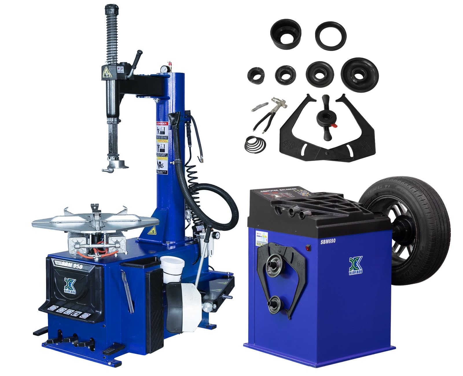 CHIEN RONG XK-New 2.0 Horsepower Tire Changer Wheel Changers Machine Balancer Rim Clamp Combo 950 690/36 Month Parts Replacement