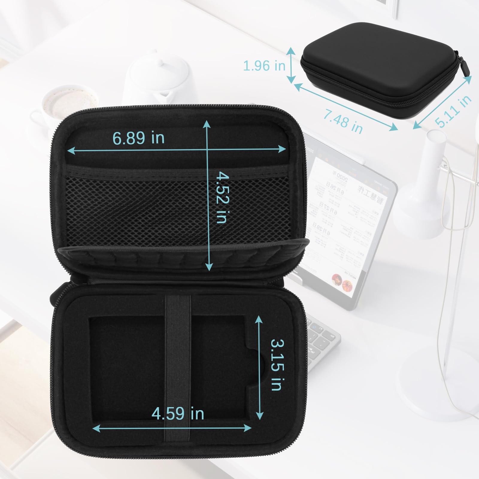 External Hard Drives Carrying Case Protection Hard EVA Case for Seagate External Hard Drive 1TB 2TB 3TB 4TB 5TB Portable HDD Hard Drive Case Mesh Inner Pocket Travel Pouch Organizer Storage Bag