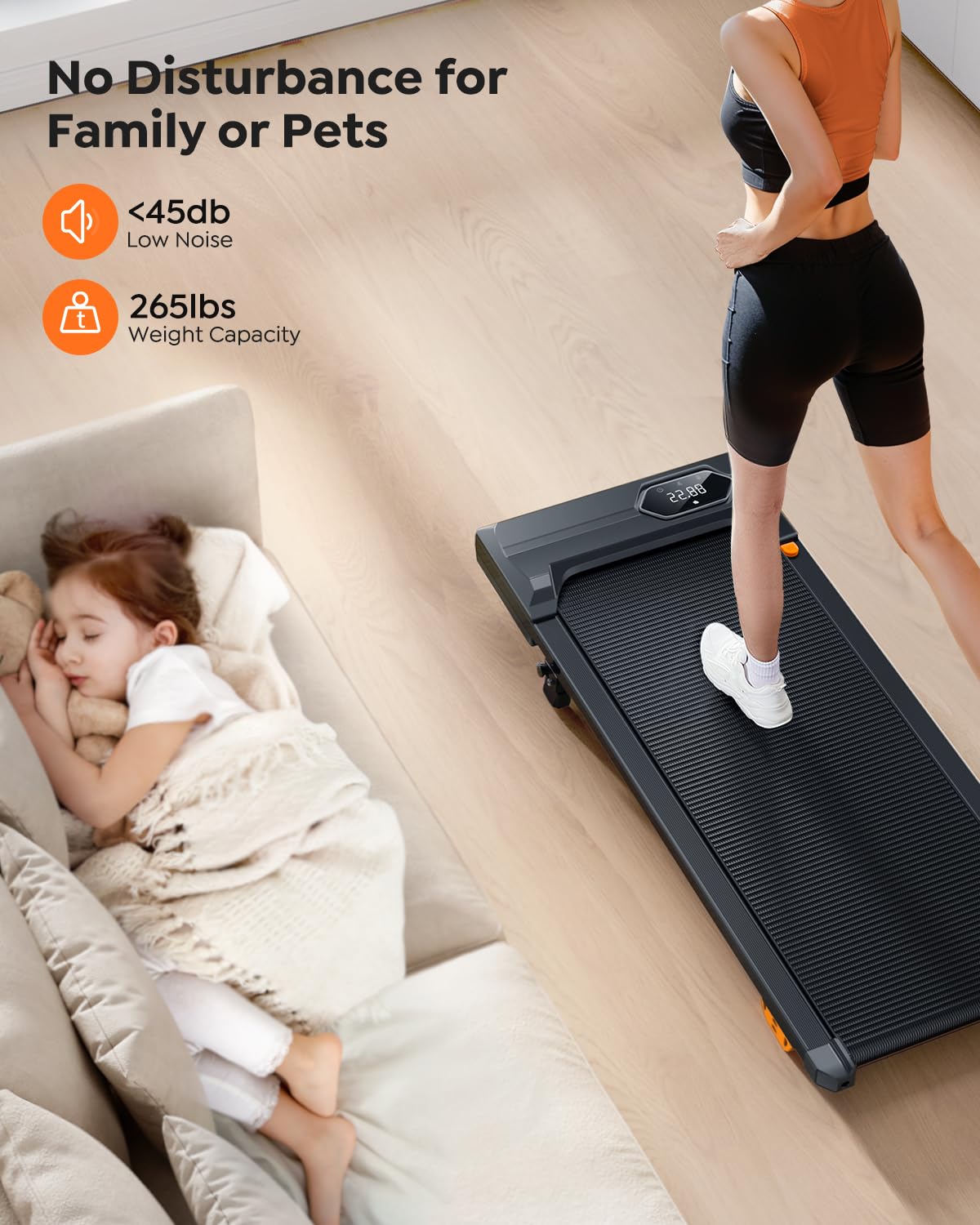 Acezoe Walking Pad Treadmill with Incline, Under Desk Treadmills for Home Office, 10% Manual Incline Portable Treadmill with Remote Control/APP and Standing Anti-Slip, 265lb Capacity, 2.5HP Low-Noise