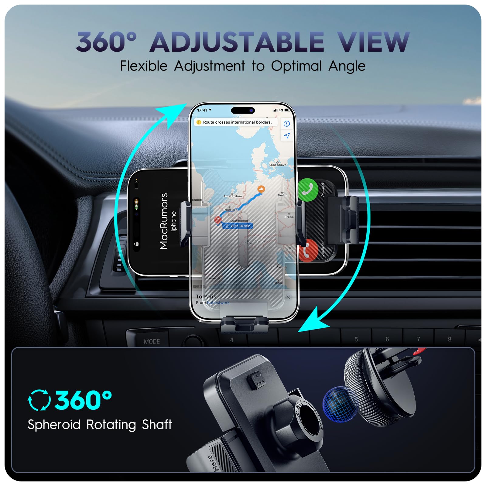 APQZHO Car Vent Phone Mount, Hands-Free Cell Phone Holder for Smartphones, iPhone, Samsung, Universal