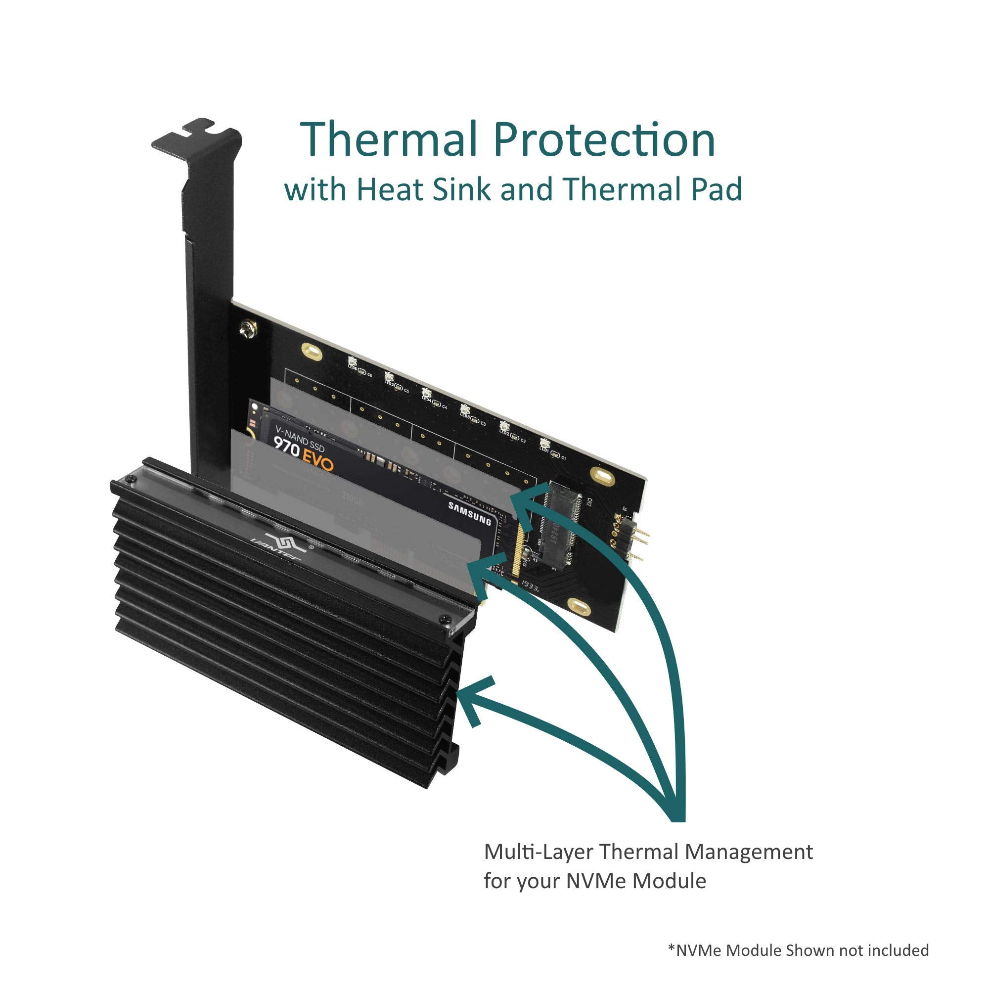 Vantec M.2 NVMe PCIe x4 Adapter with ARGB Heat Sink (UGT-M2PC12-RGB)