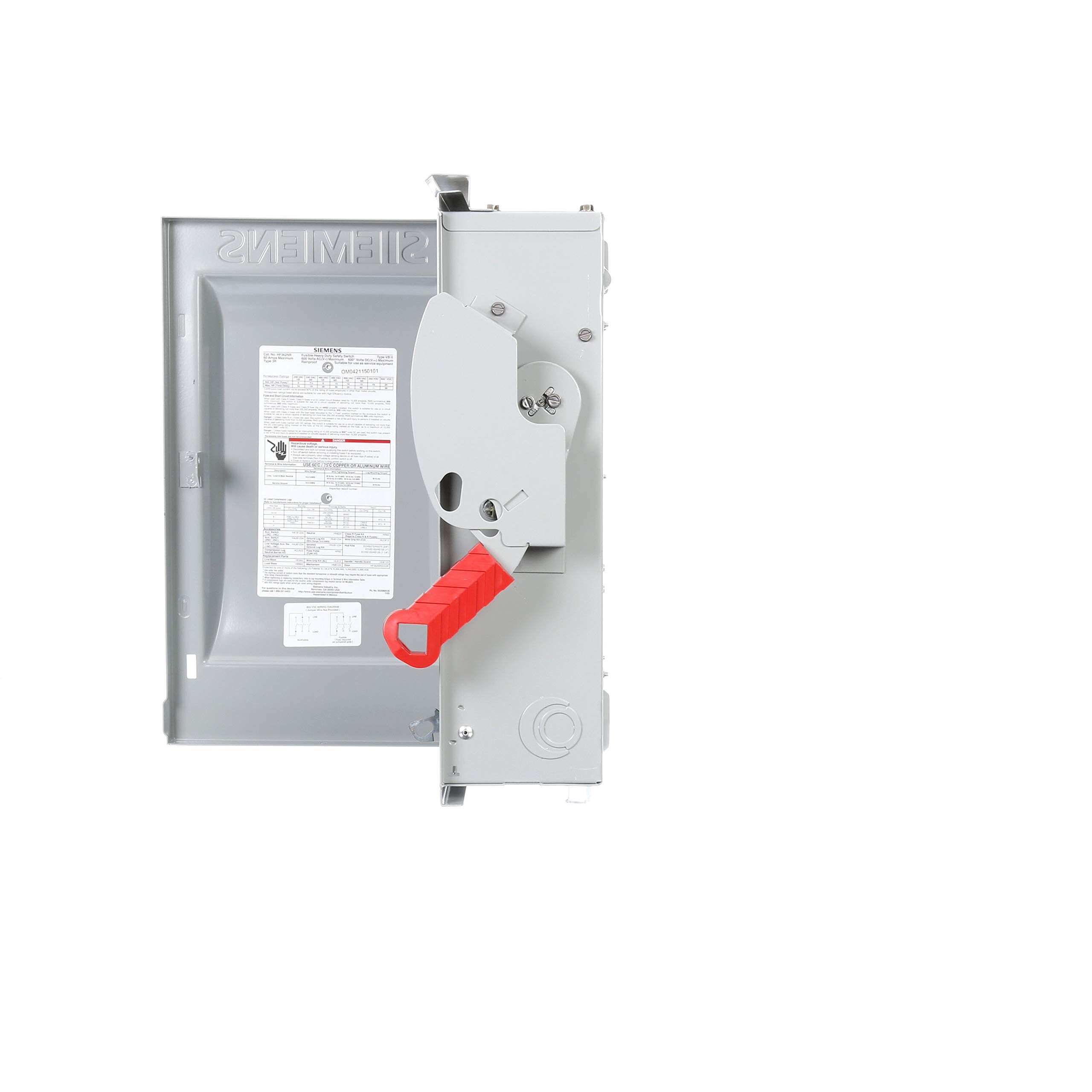 Siemens HF362NR 60-Amp 3 Pole 600-volt 4 Wire Fused Heavy Duty Safety Switches
