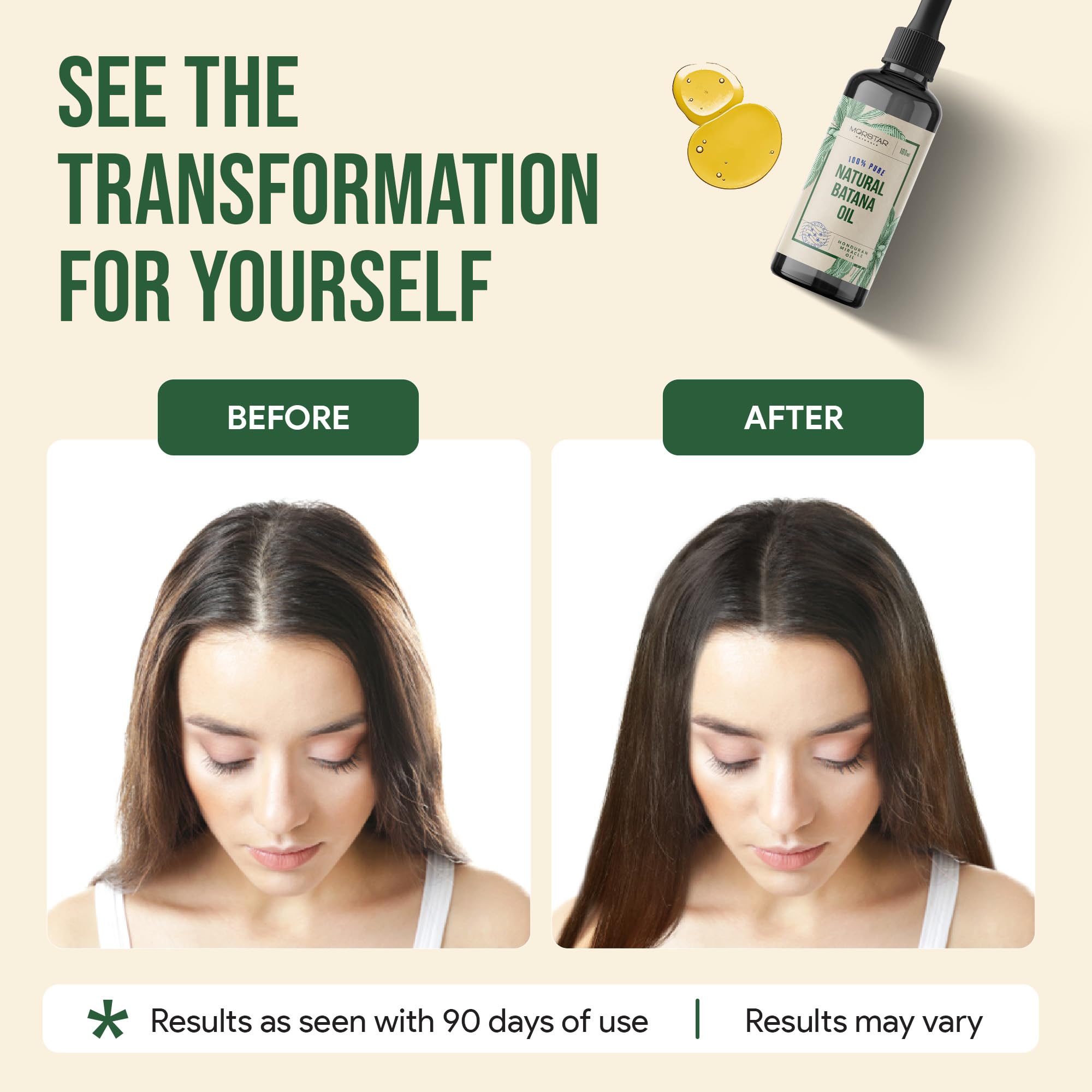 Morstar Raw Batana Oil for Hair Growth: 100% Pure - Dr. Sebi Batana Oil from Honduras Unrefined Promotes Hair thickness for Men & Women 3.4 OZ