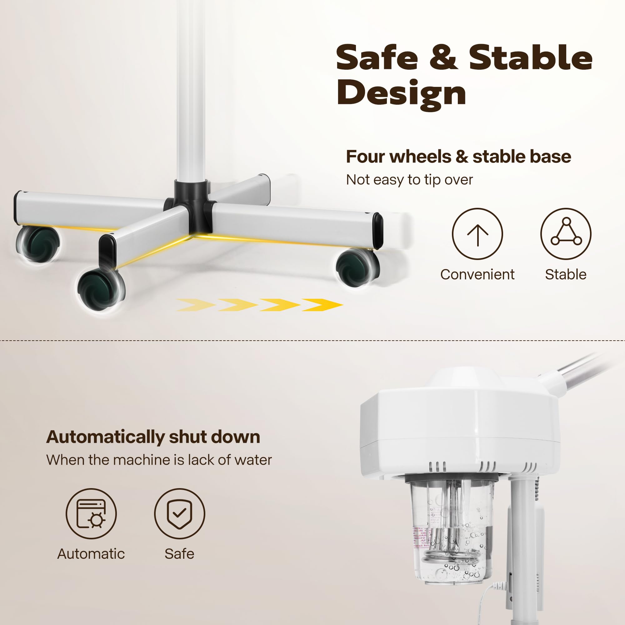 VIVOHOME Professional Facial Steamer for Esthetician with 5X Magnifying Lamp and Humidifier, 2 in 1 Ionic Face Steamer for Skin Spa for Home and Salon, Portable with Rolling Wheels