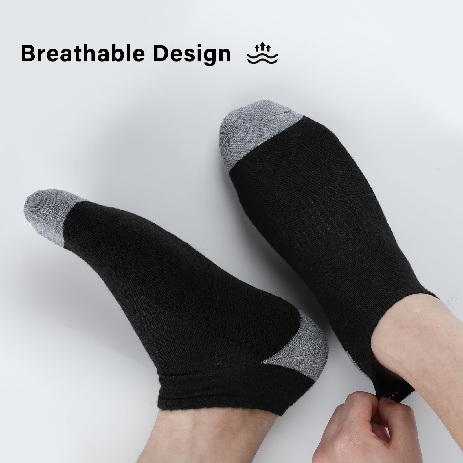 eallco 8 Pairs Mens Ankle Socks Low Cut Socks for Men Short Socks Size 10-13 Black