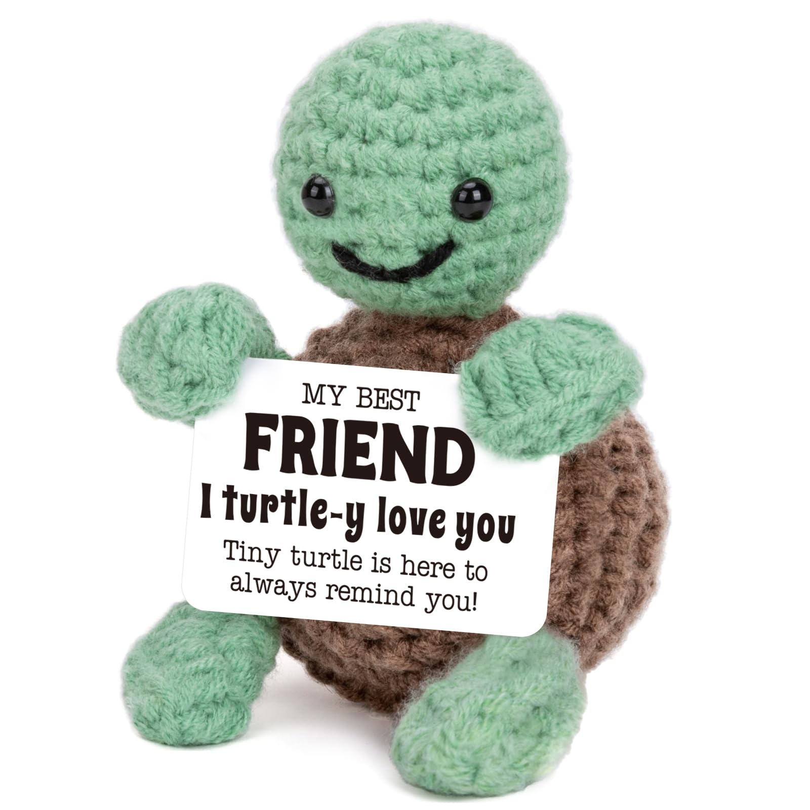 Mini Funny Turtle Best Friend Friendship Gifts for Women Men, Mothers Day Birthday Gifts for Friends Female Male Girls, I Love You Small Cute Stuff Things, Handmade Emotional Positive Crochet Turtle