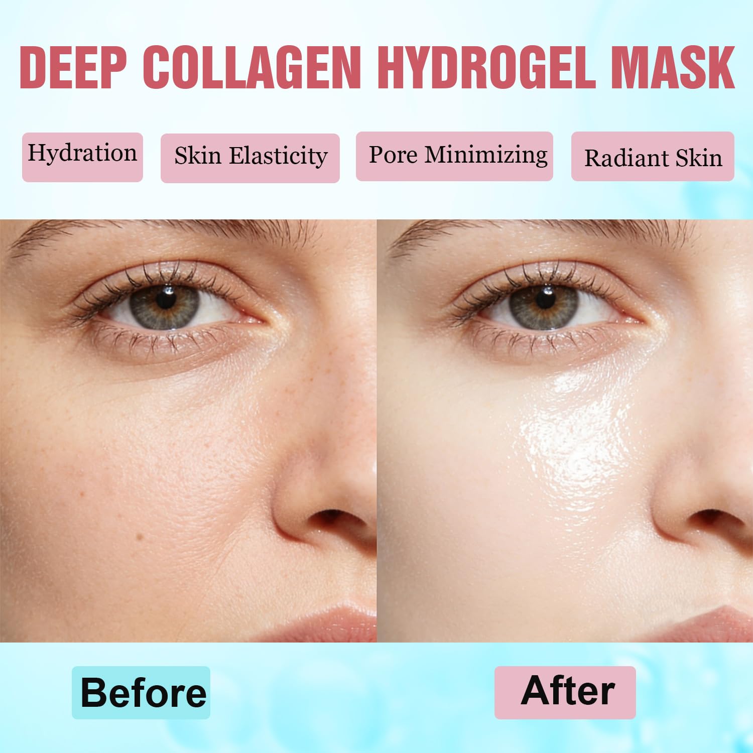 Deep Collagen Face Mask Overnight, Bio- Collagen Mask Real Deep Mask, Hydrating Hydrogel Masks with Low Molecular Collagen for Firming, Elasticity, Pore Minimizing 40g x 5ea Easter Basket Stuffers