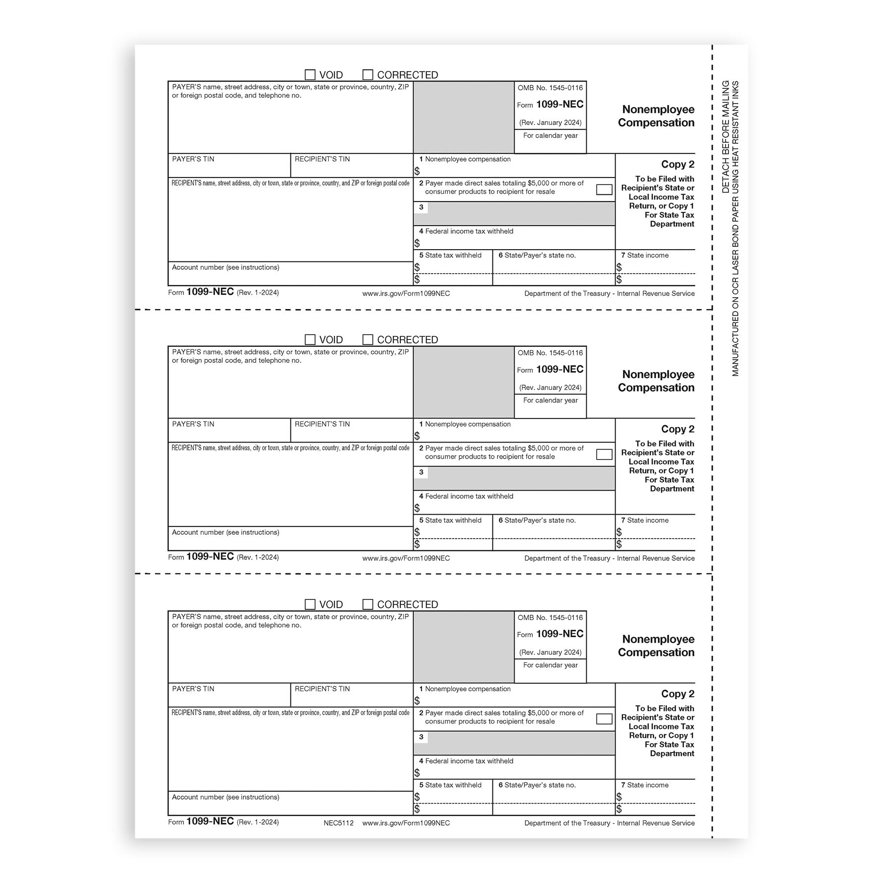 Blue Summit Supplies 1099-NEC 4-Part Tax Form Kit, 2024, Intended for QuickBooks and Accounting Software, 25 Pack, Software and Envelopes NOT Included