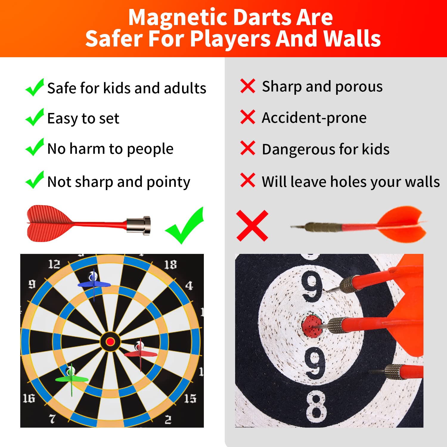 Gitus Magnetic Dart Board Indoor Outdoor Games for Kids with 12 Darts, Gifts for Teenage Boys Teen Boys Gift Ideas Gifts for Boys 8 9 10 11 12 13 14 Years Old Game Room Decor