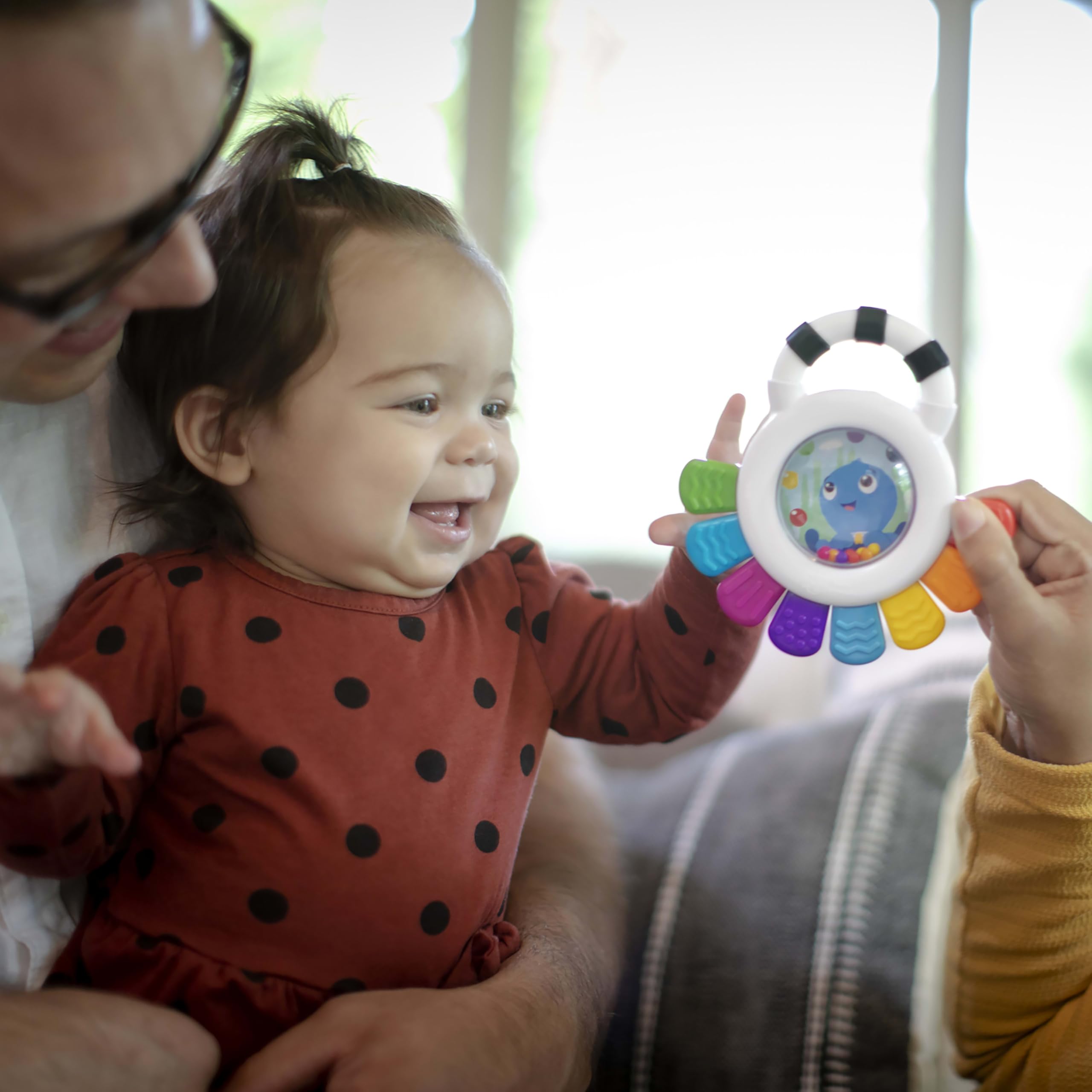 Baby Einstein Outstanding Opus The Octopus Sensory Rattle & Teether Multi-Use Toy, BPA Free & Chillable, 3 Months & up, Multicolored