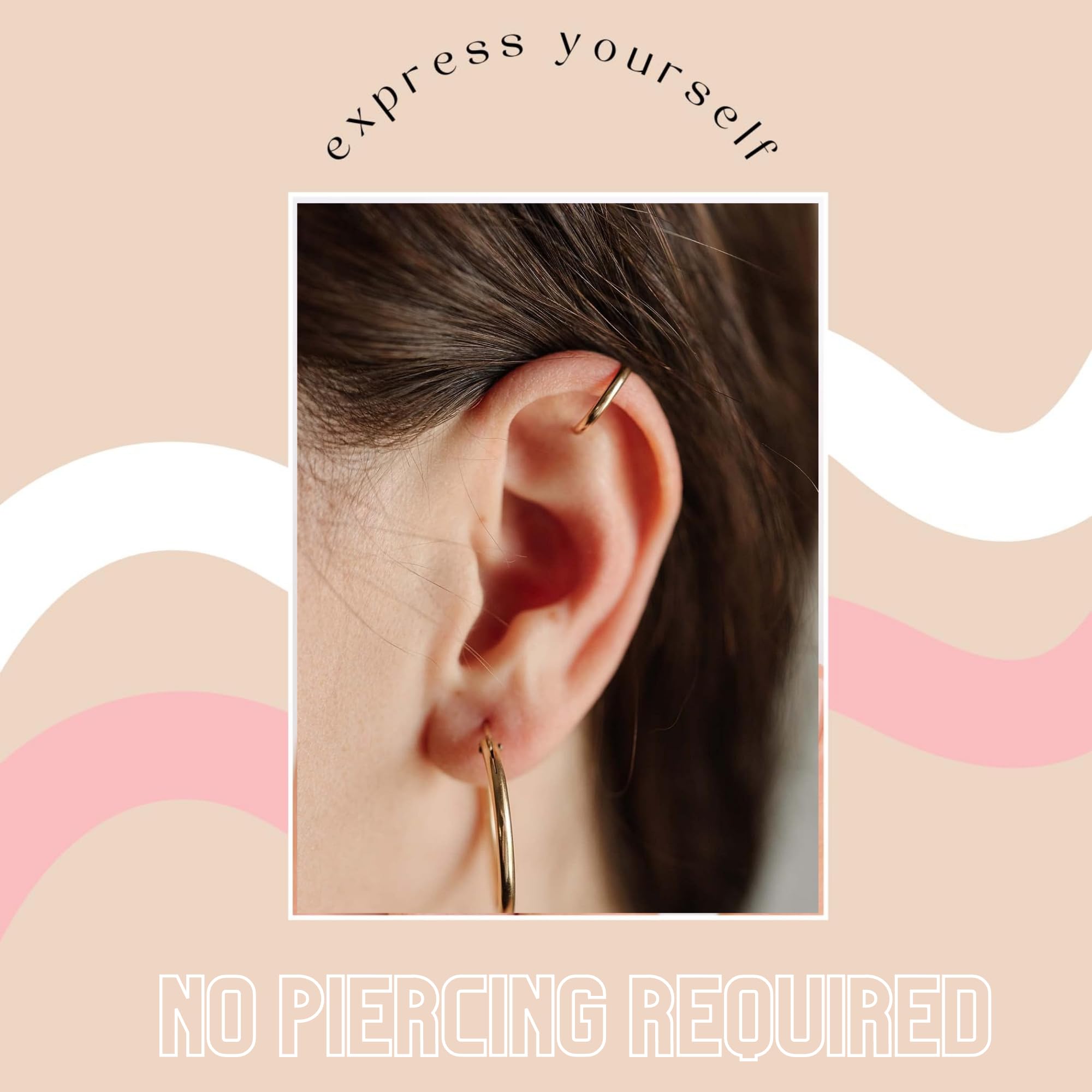 14k Gold Ear Cuff | Adjustable Ear Cuff | Non Pierced Earring | 10mm | Handmade | Non-Tarnishing | Cartilage Piercing | Smooth Design