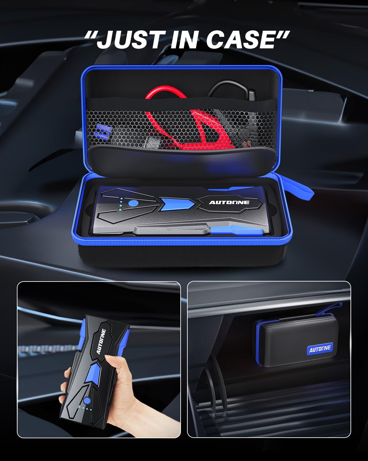 AUTOONE Car Battery Jump Starter, 4500A Peak Current Car Battery Jumper Starter Portable Up to All Gas & 8.0L Diesel Engine Jump Box with USB Output, Storage Case, LED Light