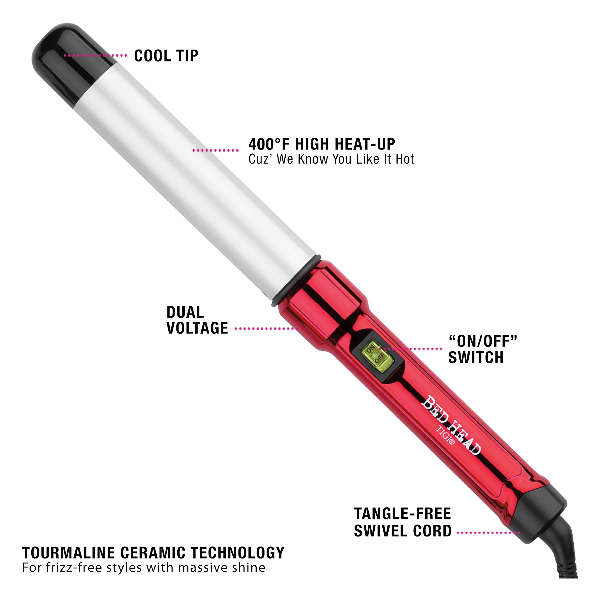 Bed Head Curlipops Clamp-Free Curling Iron | For Tousled Curls, Massive Shine, and Frizz Free Styles | Easy-to-Use Curling Wand for All Hair Types (1-1/4 in)