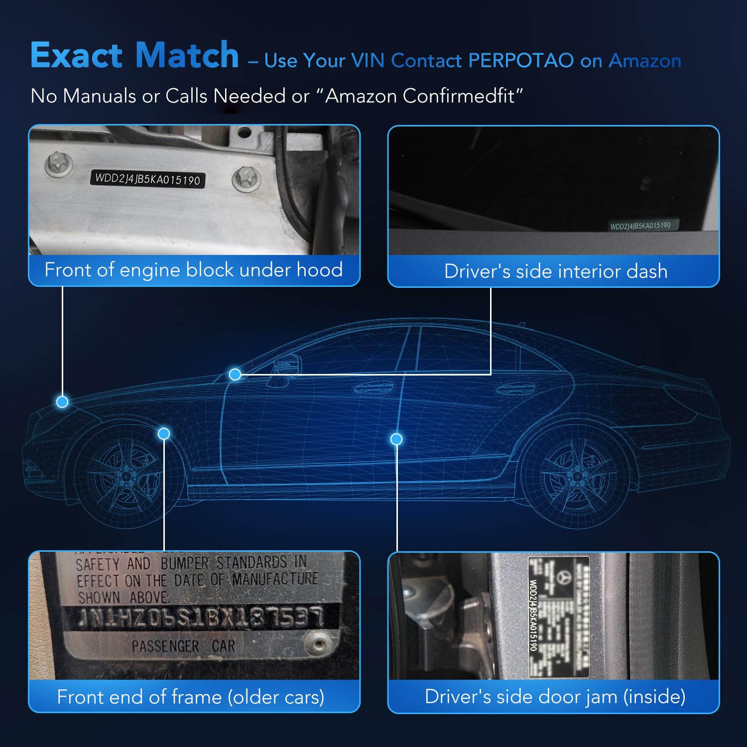 PERPOTAO Upgraded H11/H9/H8 Bulb, 60,000H Lifespan, 8X Ultra-Brightness, 46,000LM, 1:1 Halogen Mini Size, 6000K White, IP68, Aerospace Aluminum Connectors, Fast Plug, 2-Pack