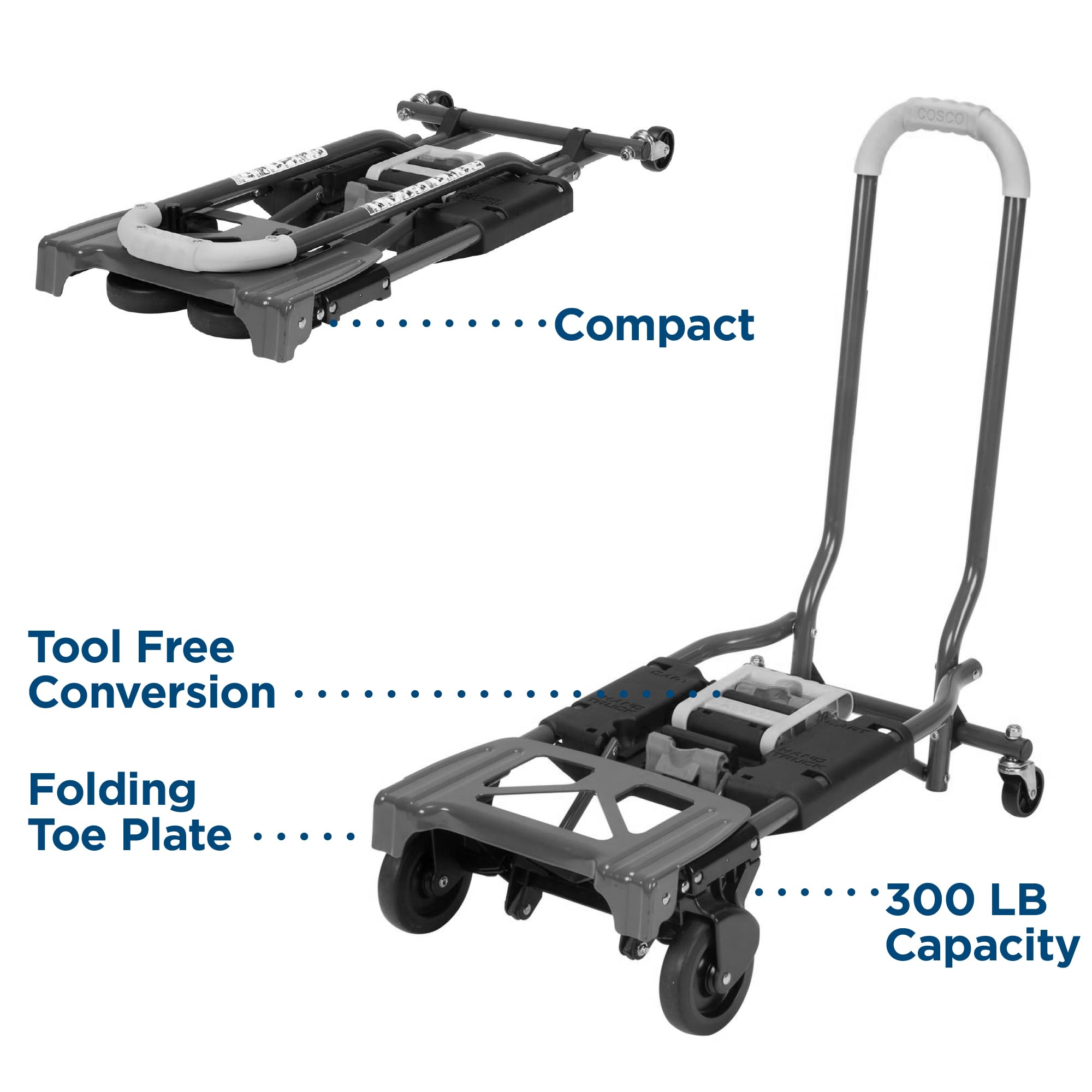 COSCO Shifter Multi-Position Folding Hand Truck and Cart, 300 lb. Weight Capacity, Green, 12222PBG1E