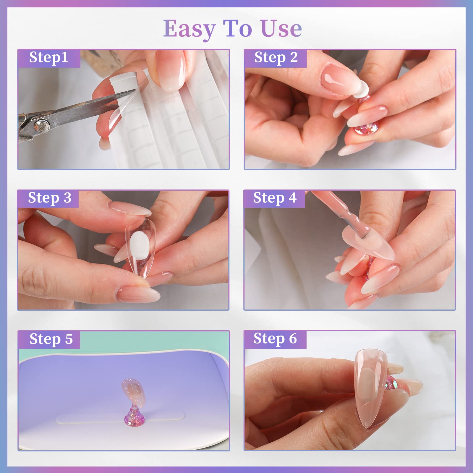 BQAN 2 Set Nail Holder for Painting Nails, Aurora Acrylic Nail Stand for Press on / Fake Nail Tips Training / Nails Display with 96 Pcs Reusable Adhesive Putty