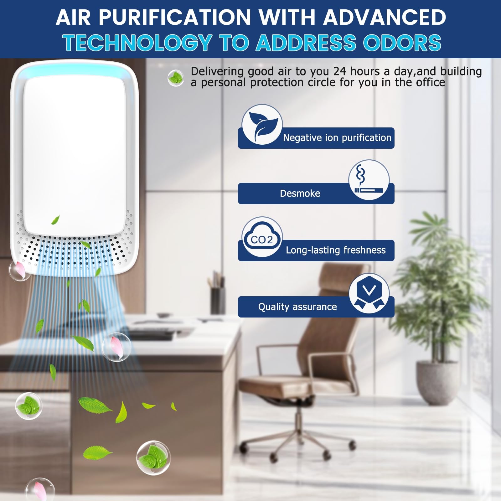 Plug In Air Purifier - Ionizer Air Purifier, Negative Ion Technology for Home Quiet Operation Negative Ion Air Purifier for Bedroom, Office,Pet Room,Bathroom White (2)